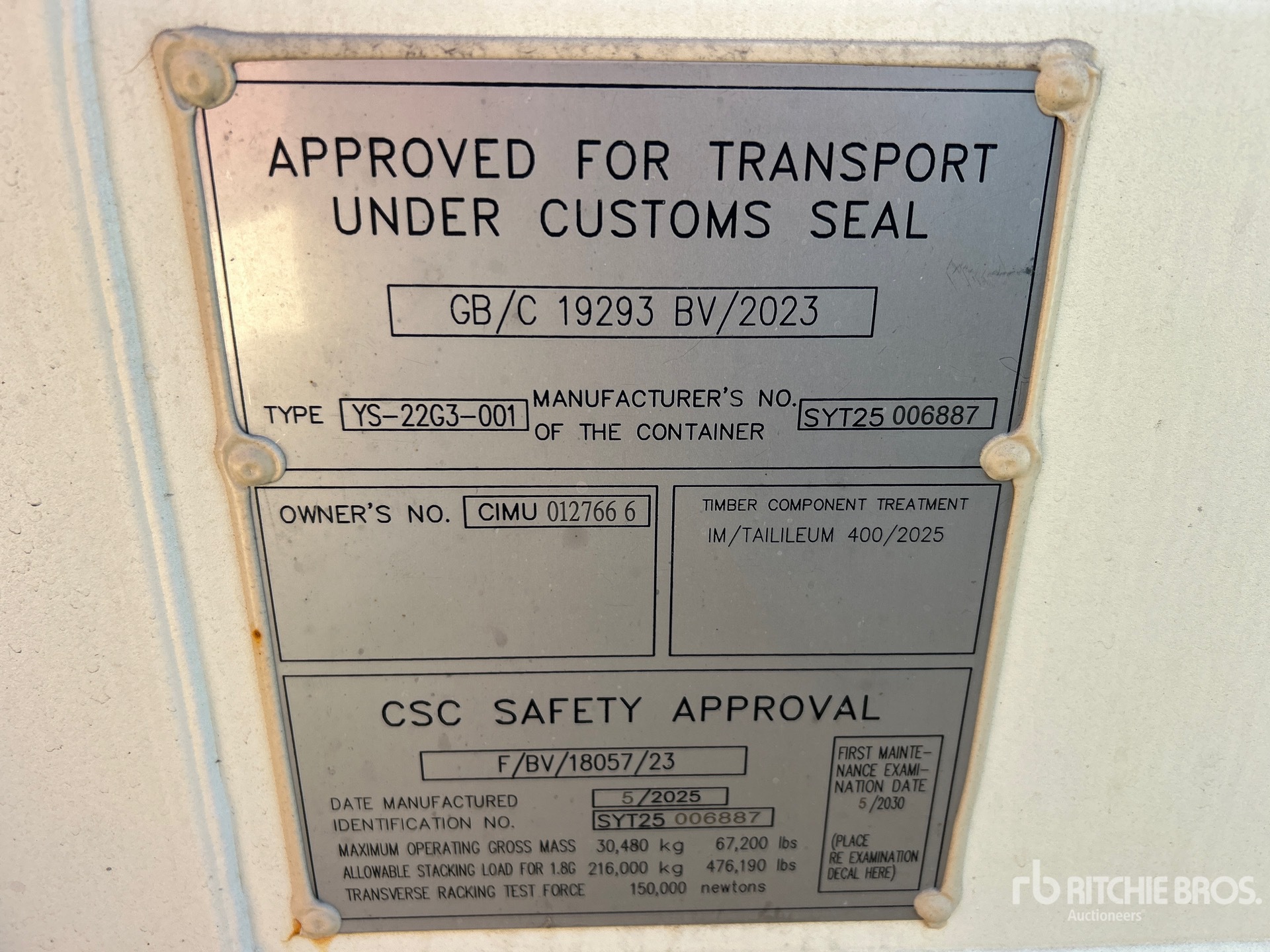 General Appearance with Serial Number / VIN