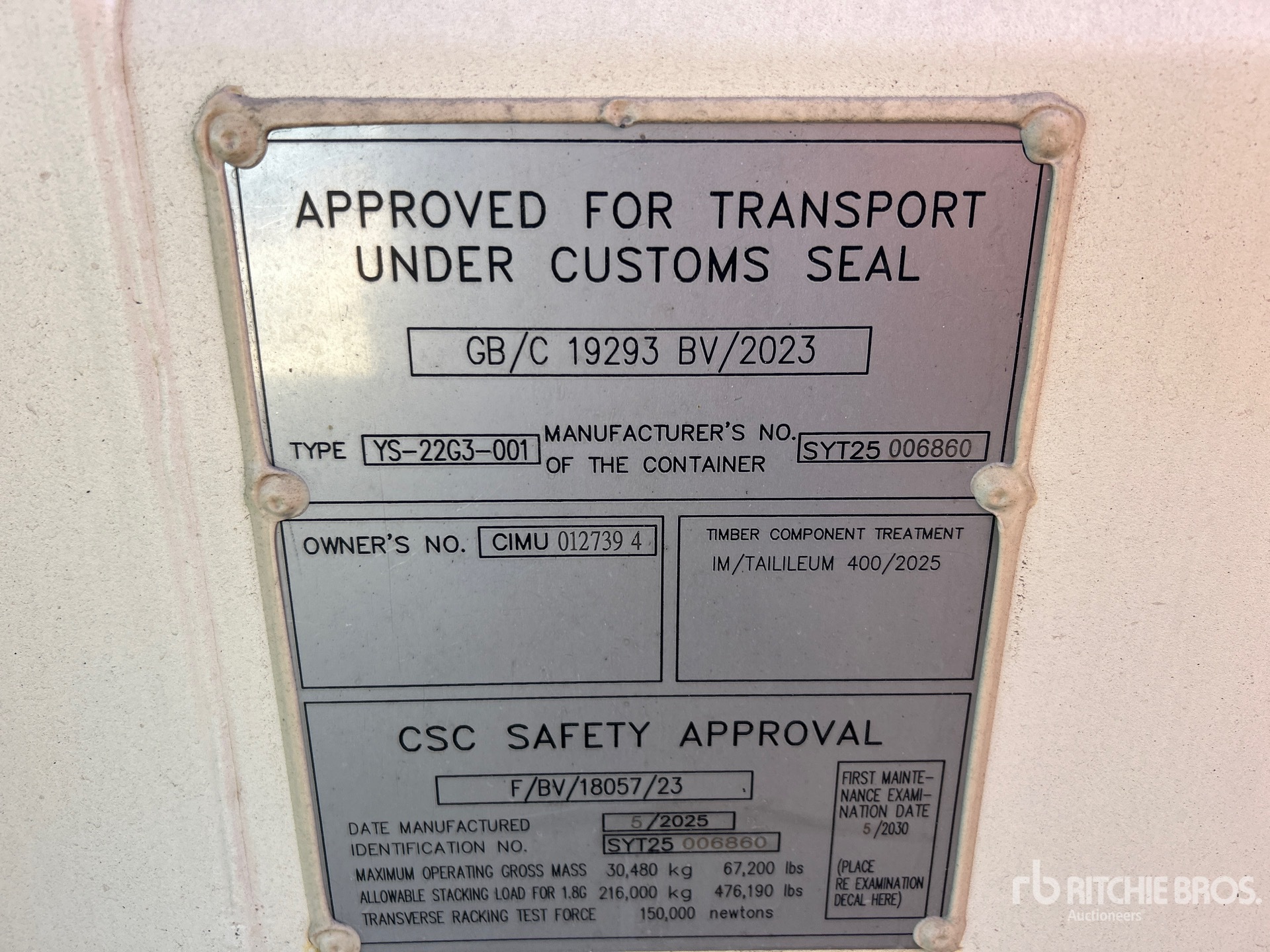 General Appearance with Serial Number / VIN