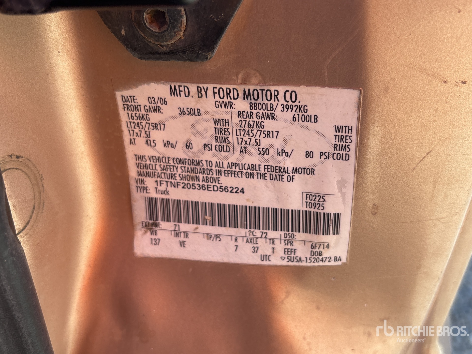 General Appearance with Serial Number / VIN