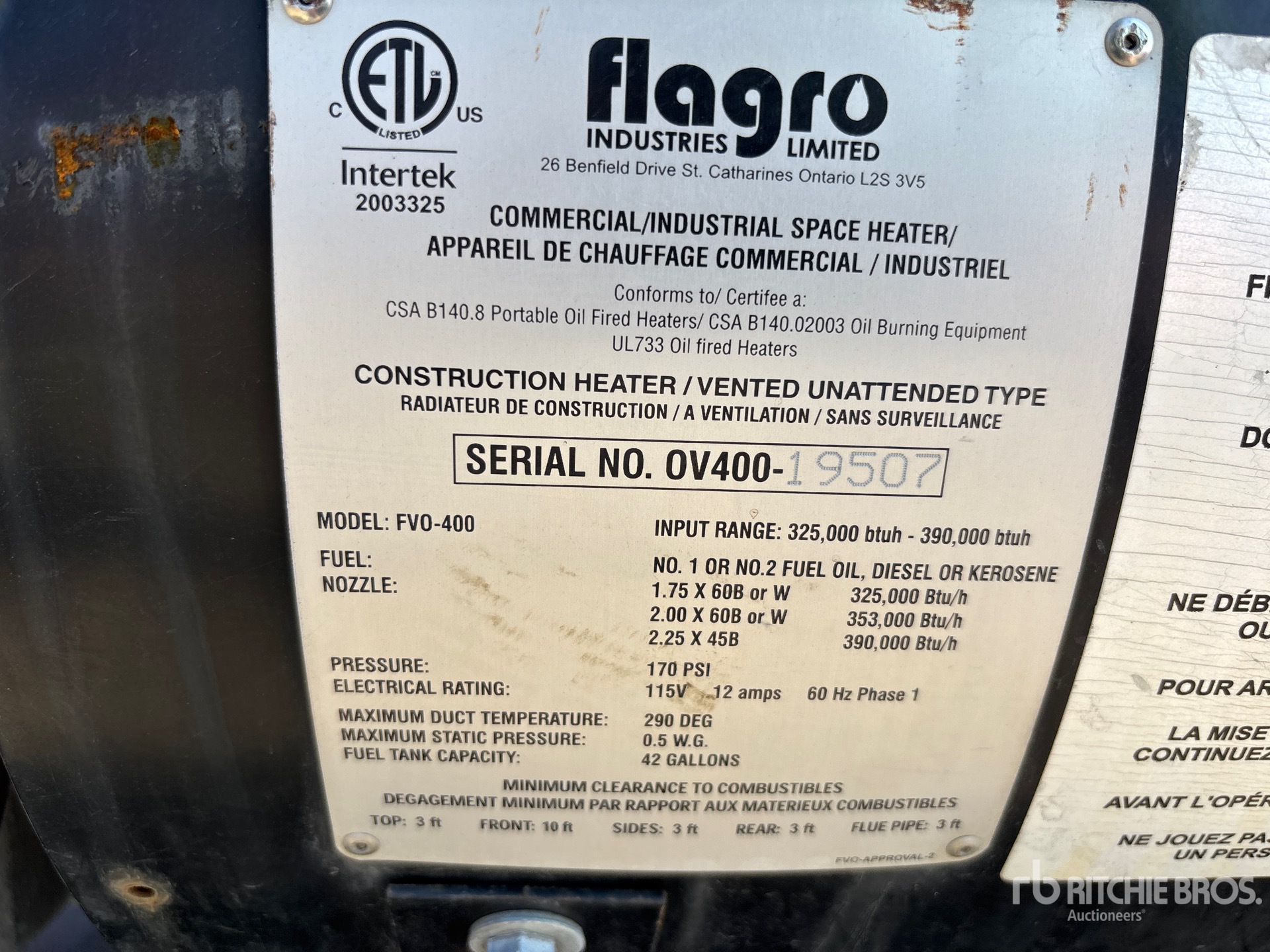 General Appearance with Serial Number / VIN