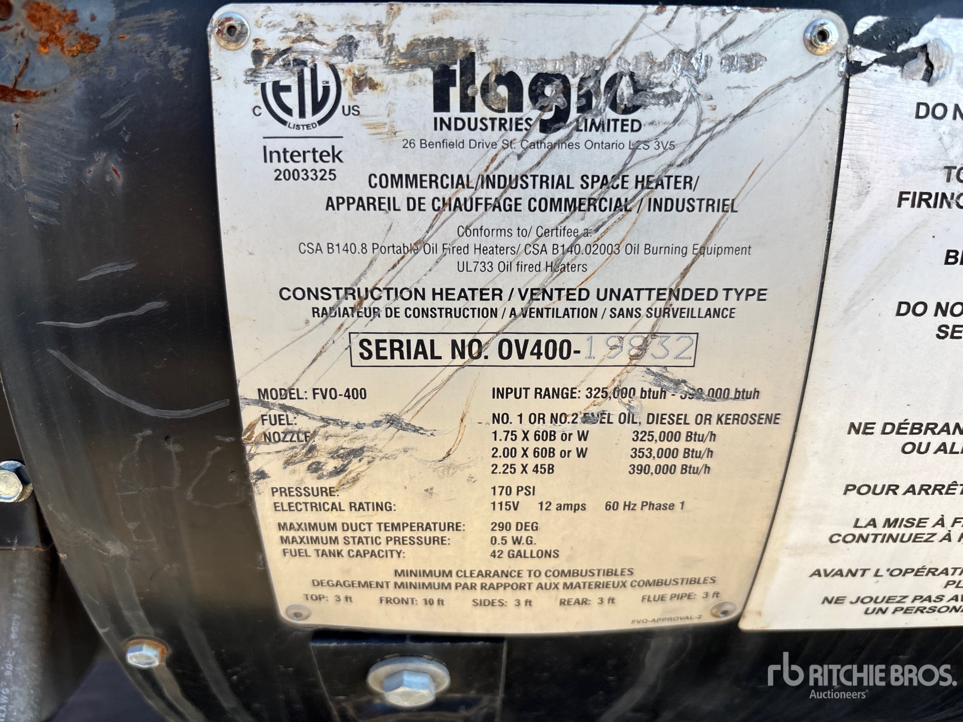 General Appearance with Serial Number / VIN