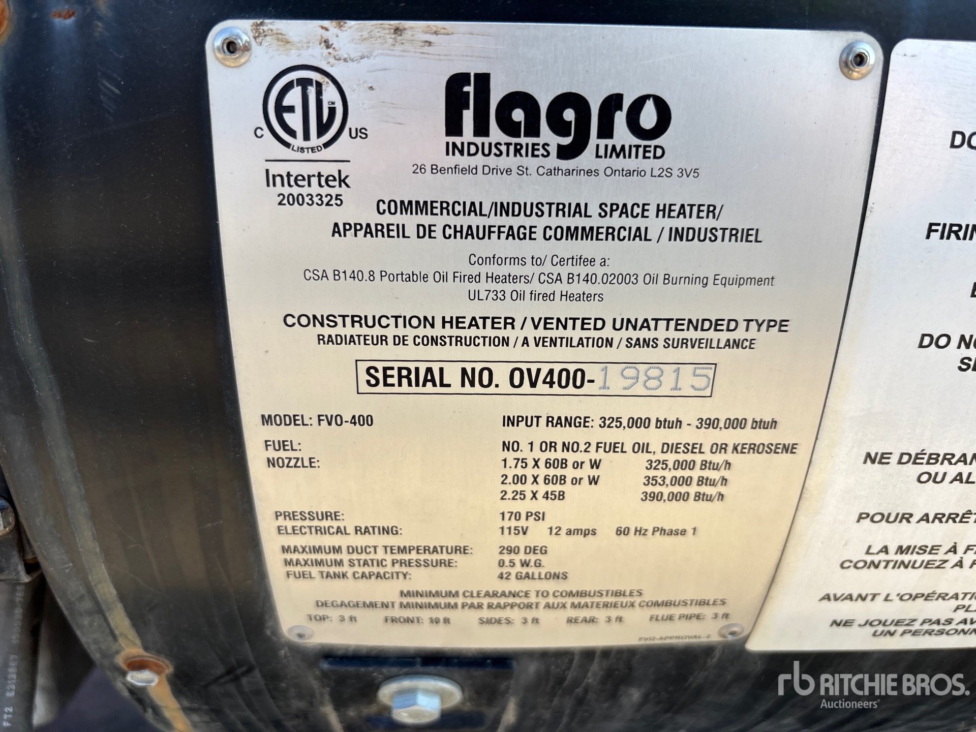 General Appearance with Serial Number / VIN