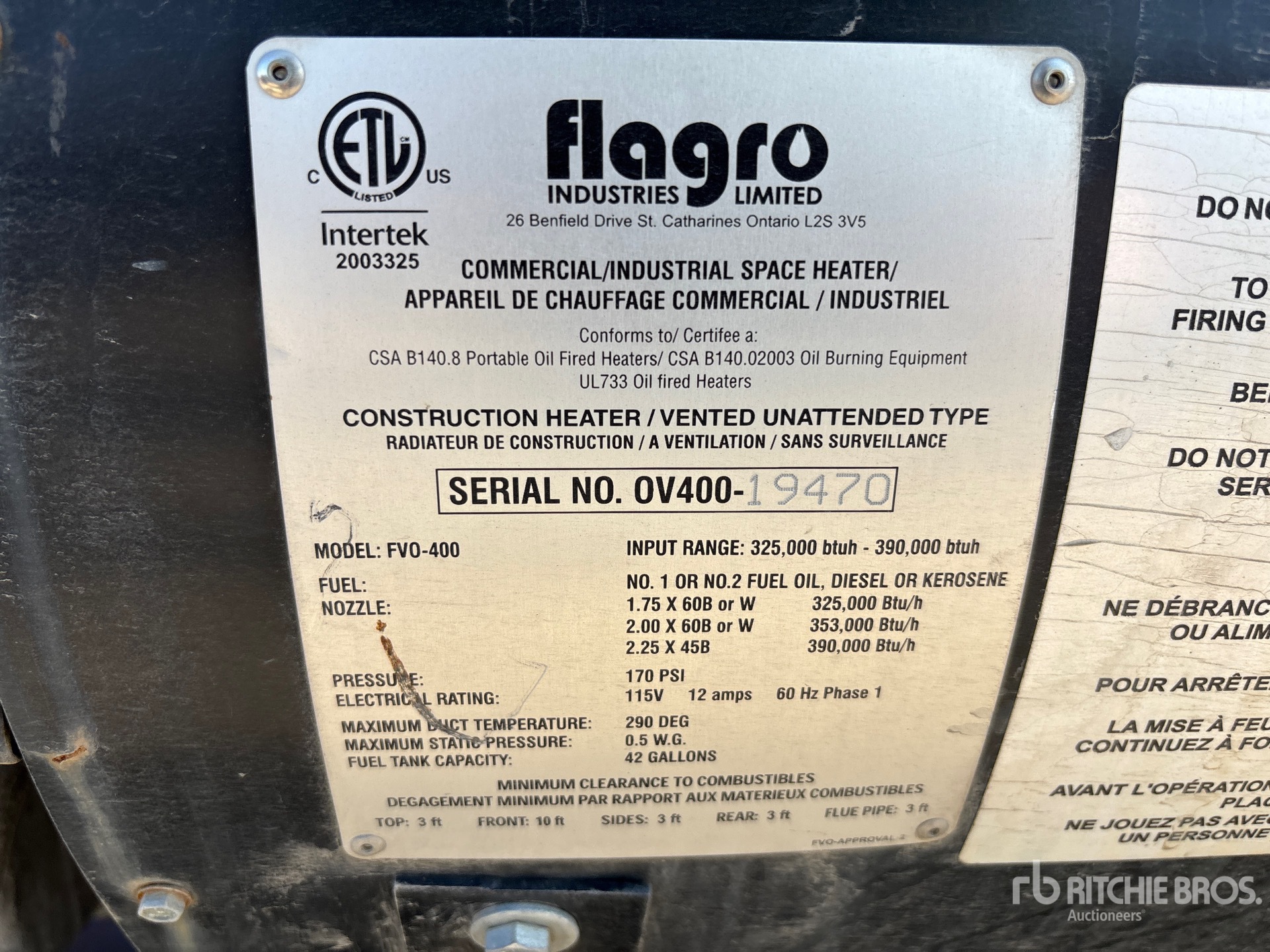General Appearance with Serial Number / VIN