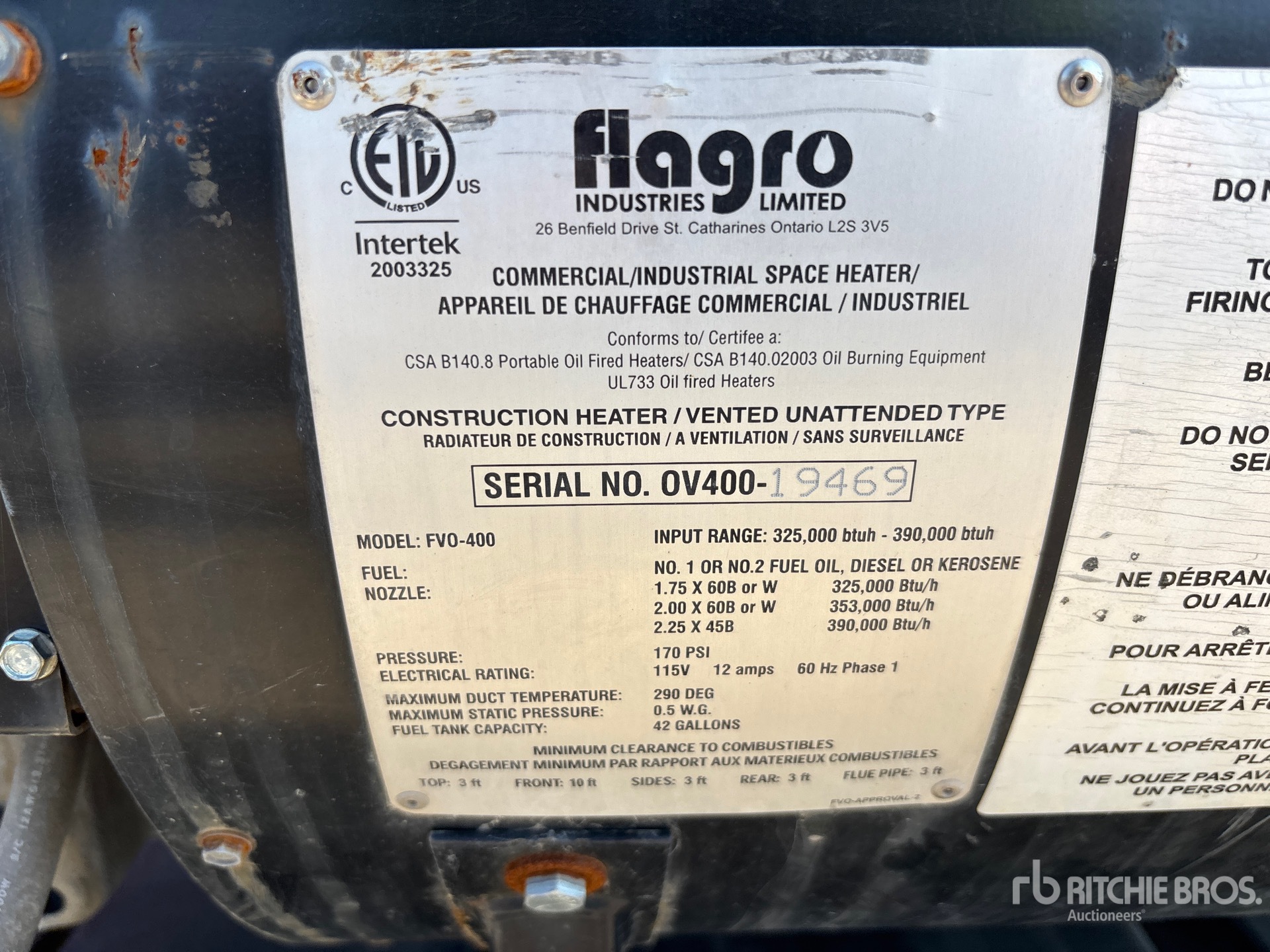General Appearance with Serial Number / VIN