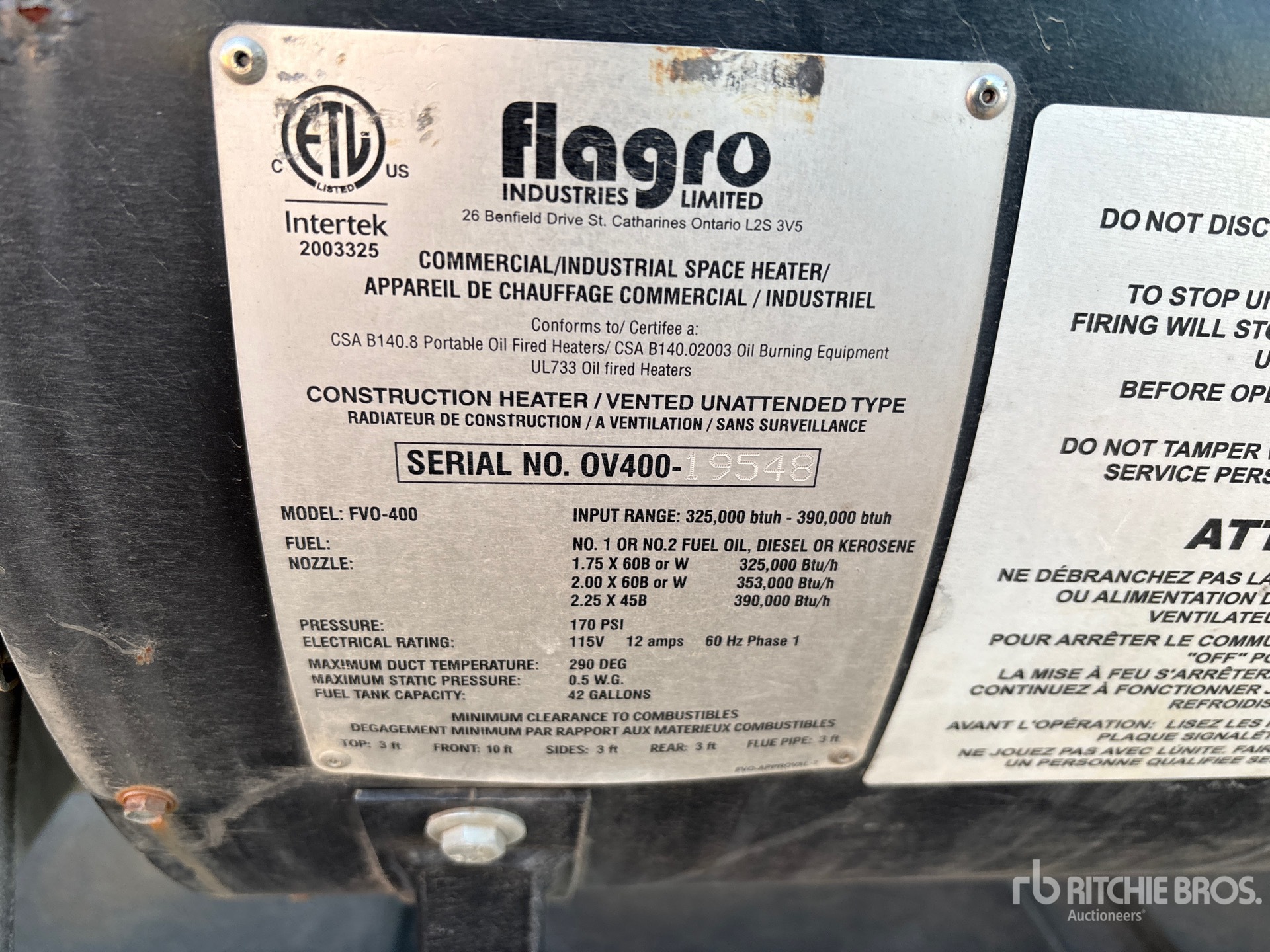 General Appearance with Serial Number / VIN