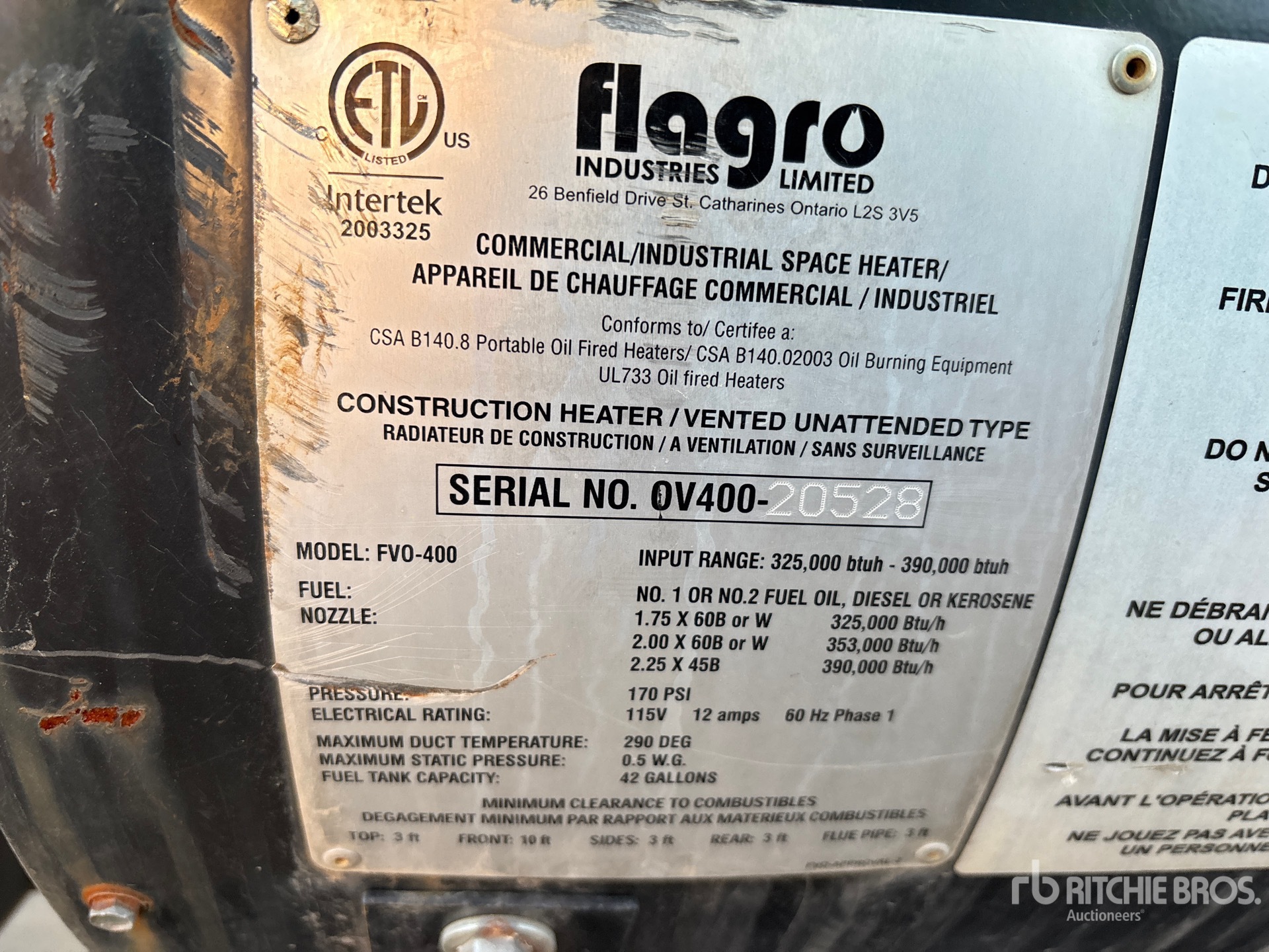General Appearance with Serial Number / VIN