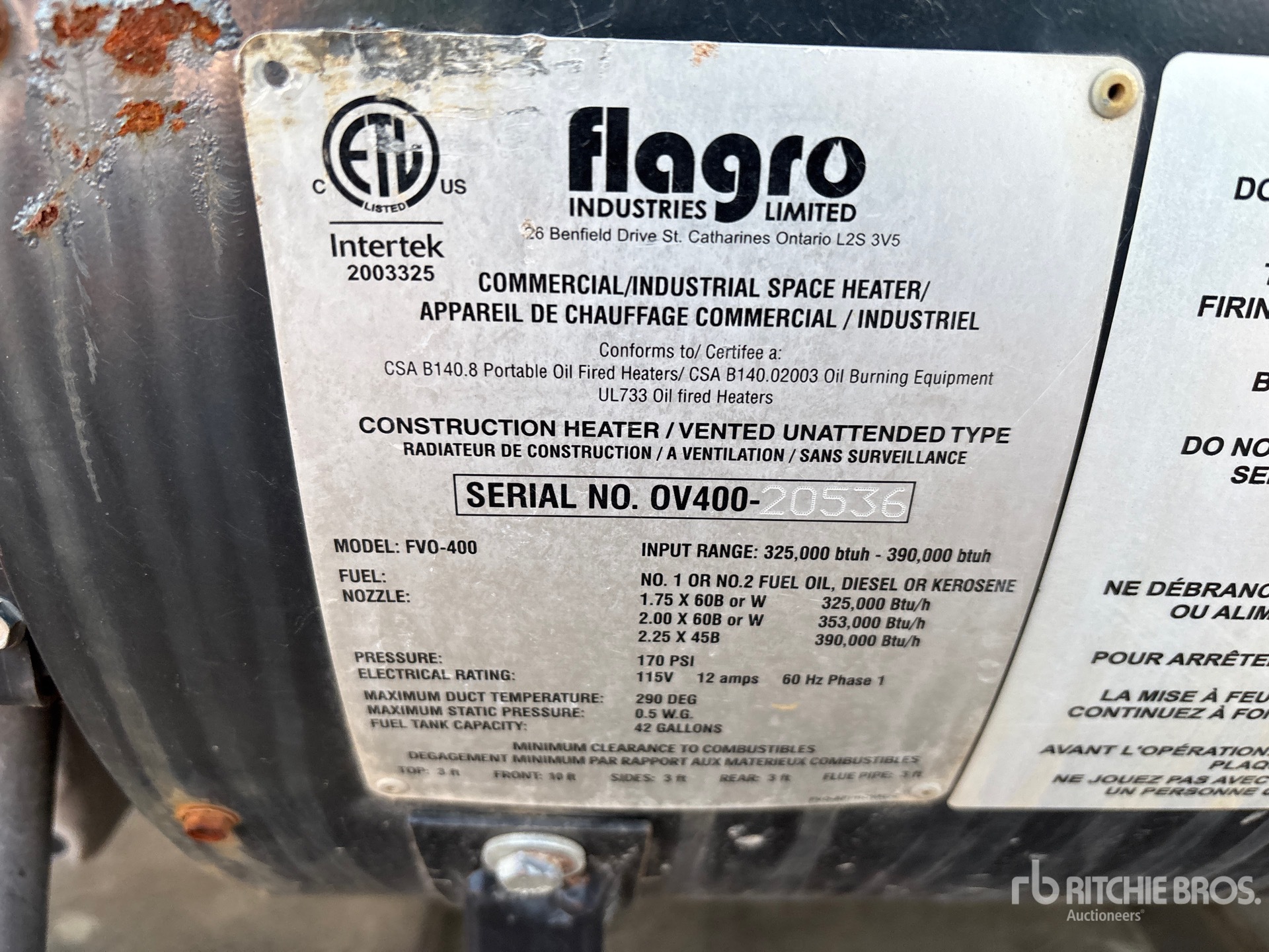 General Appearance with Serial Number / VIN