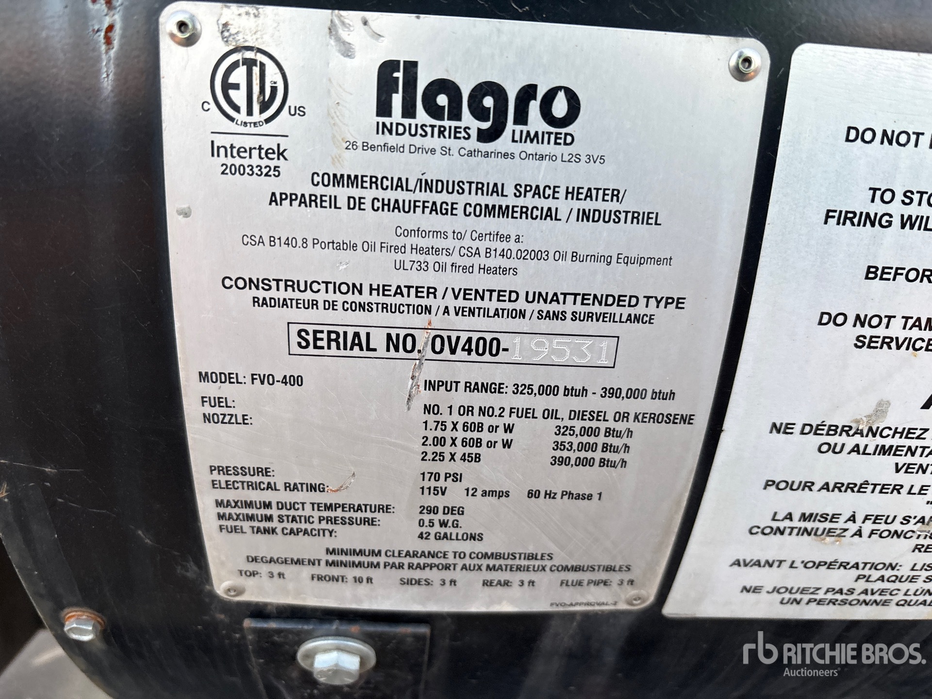 General Appearance with Serial Number / VIN