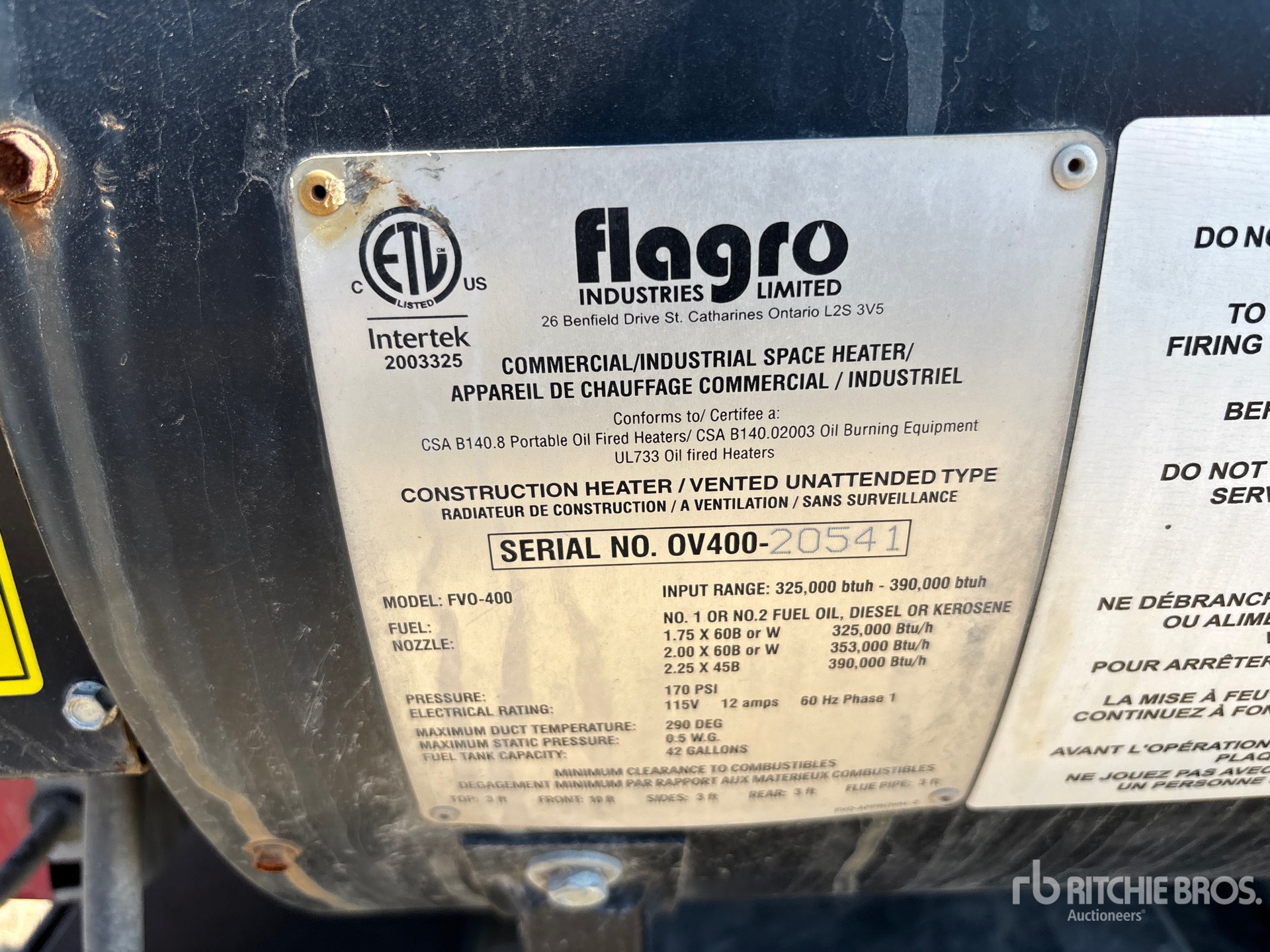 General Appearance with Serial Number / VIN