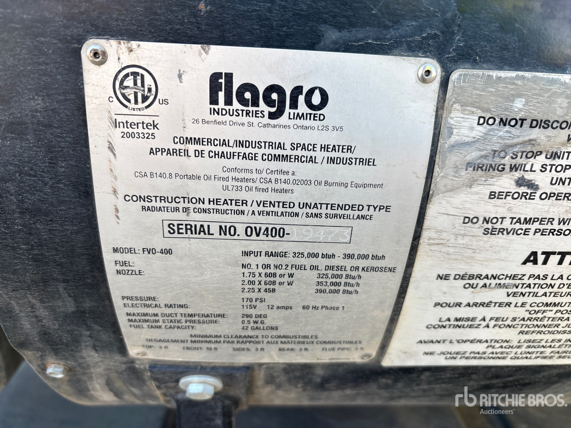 General Appearance with Serial Number / VIN