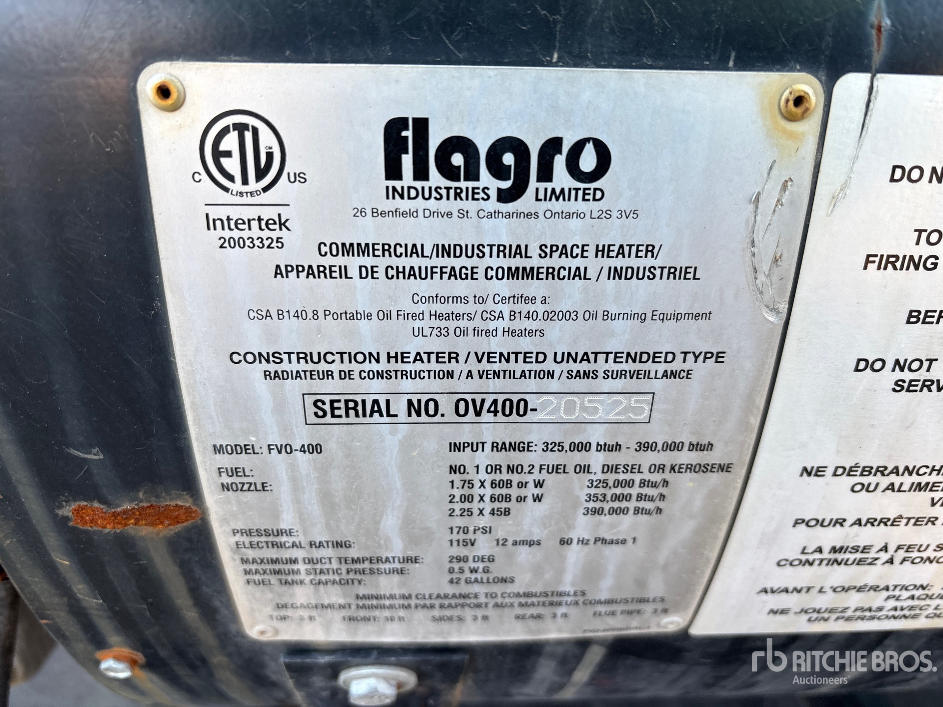 General Appearance with Serial Number / VIN