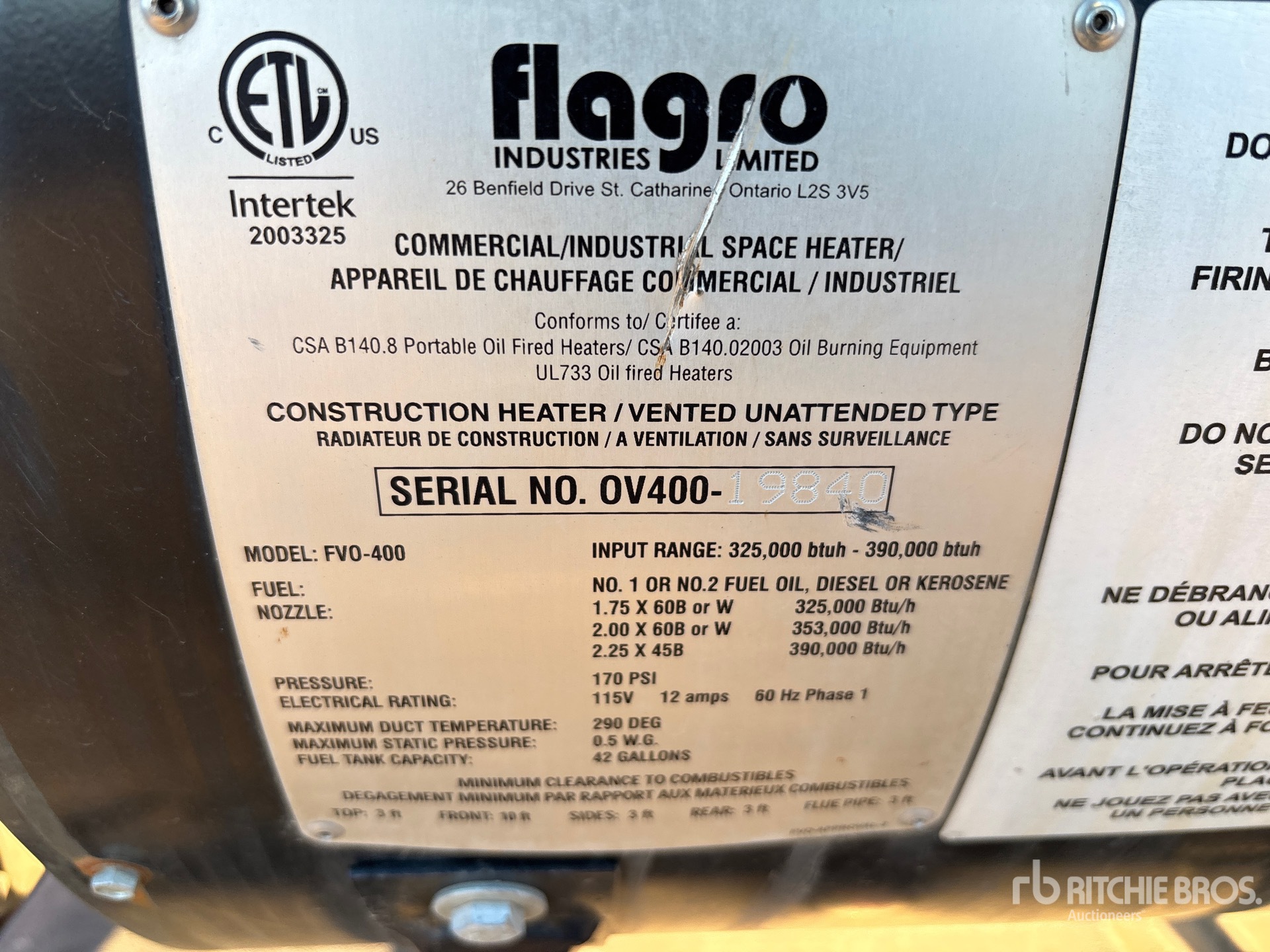 General Appearance with Serial Number / VIN