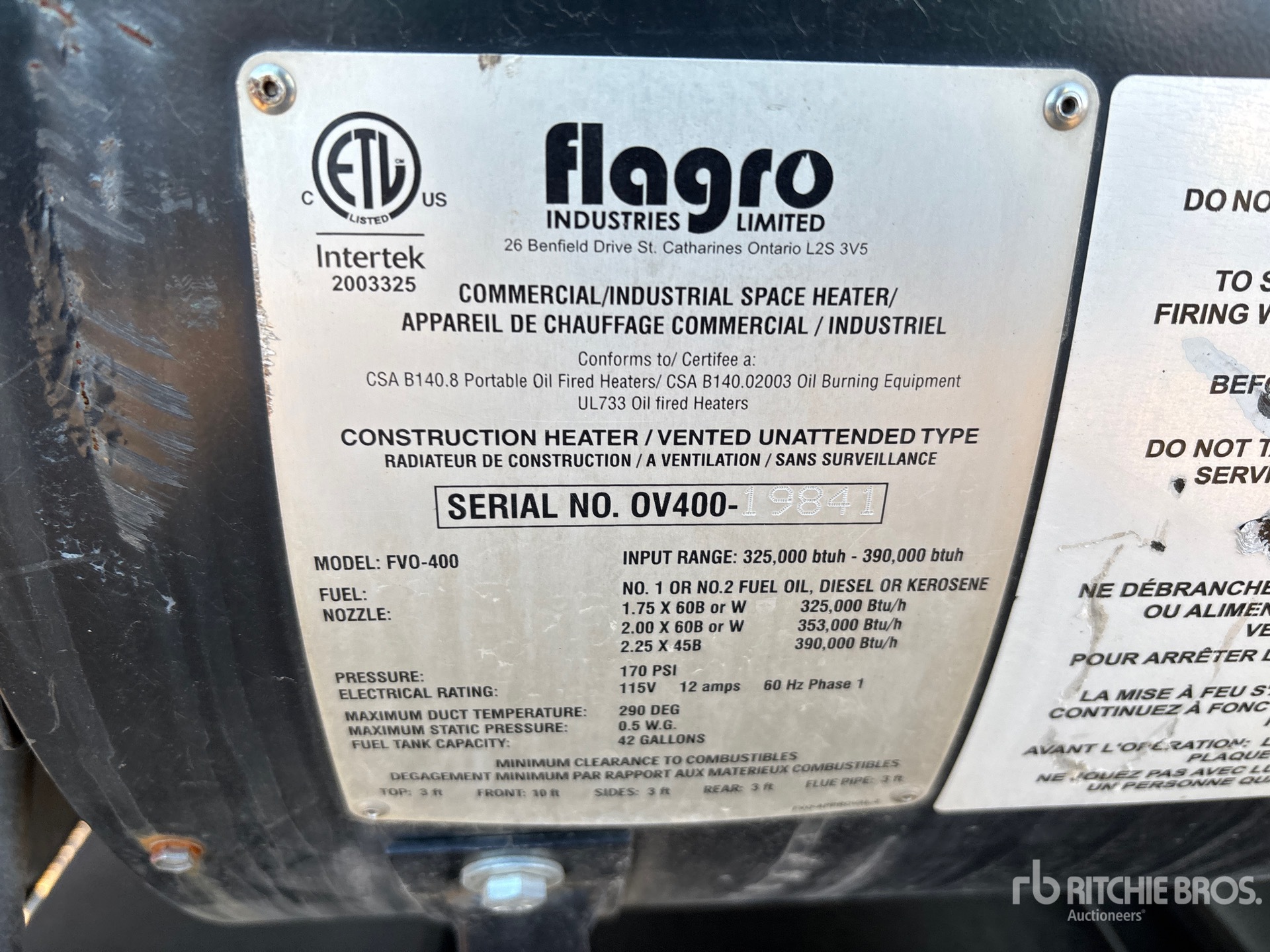 General Appearance with Serial Number / VIN