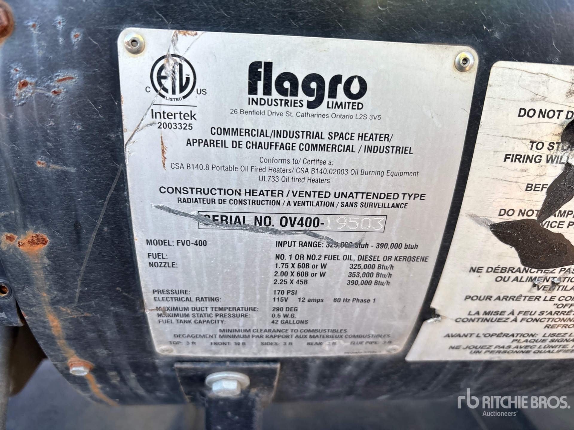General Appearance with Serial Number / VIN