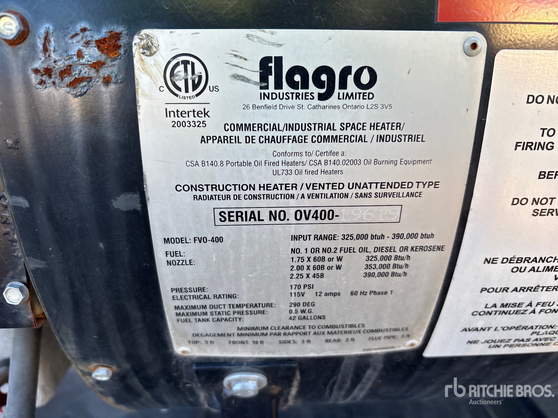 General Appearance with Serial Number / VIN