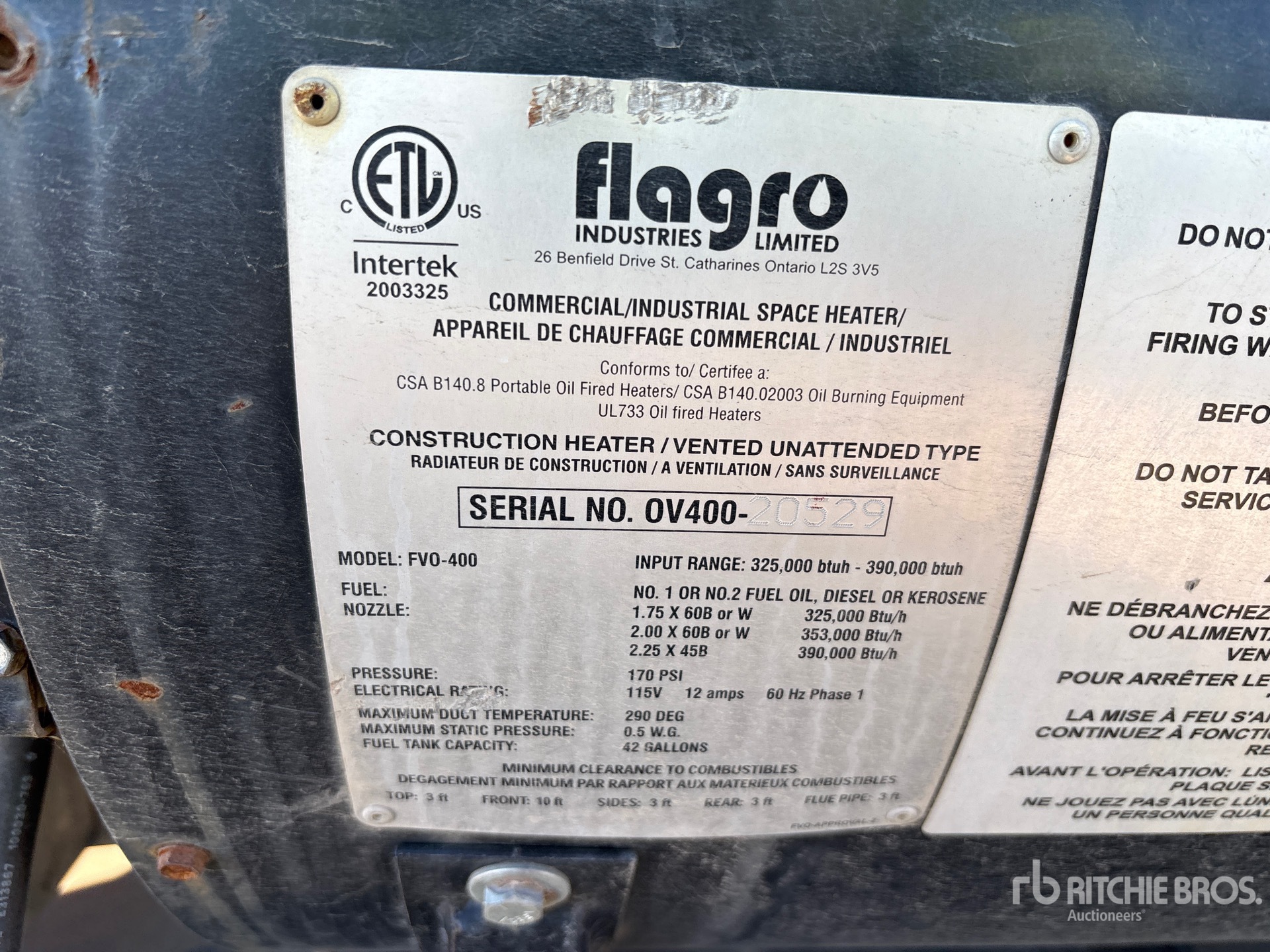 General Appearance with Serial Number / VIN