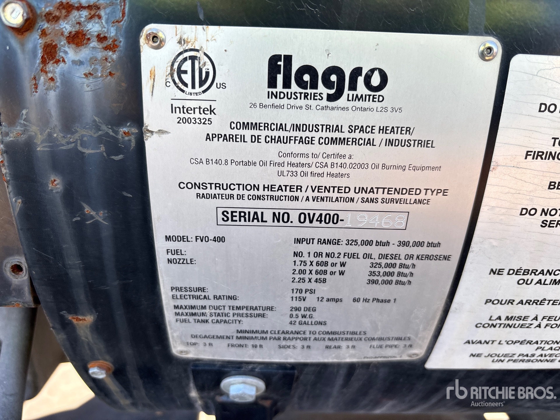 General Appearance with Serial Number / VIN