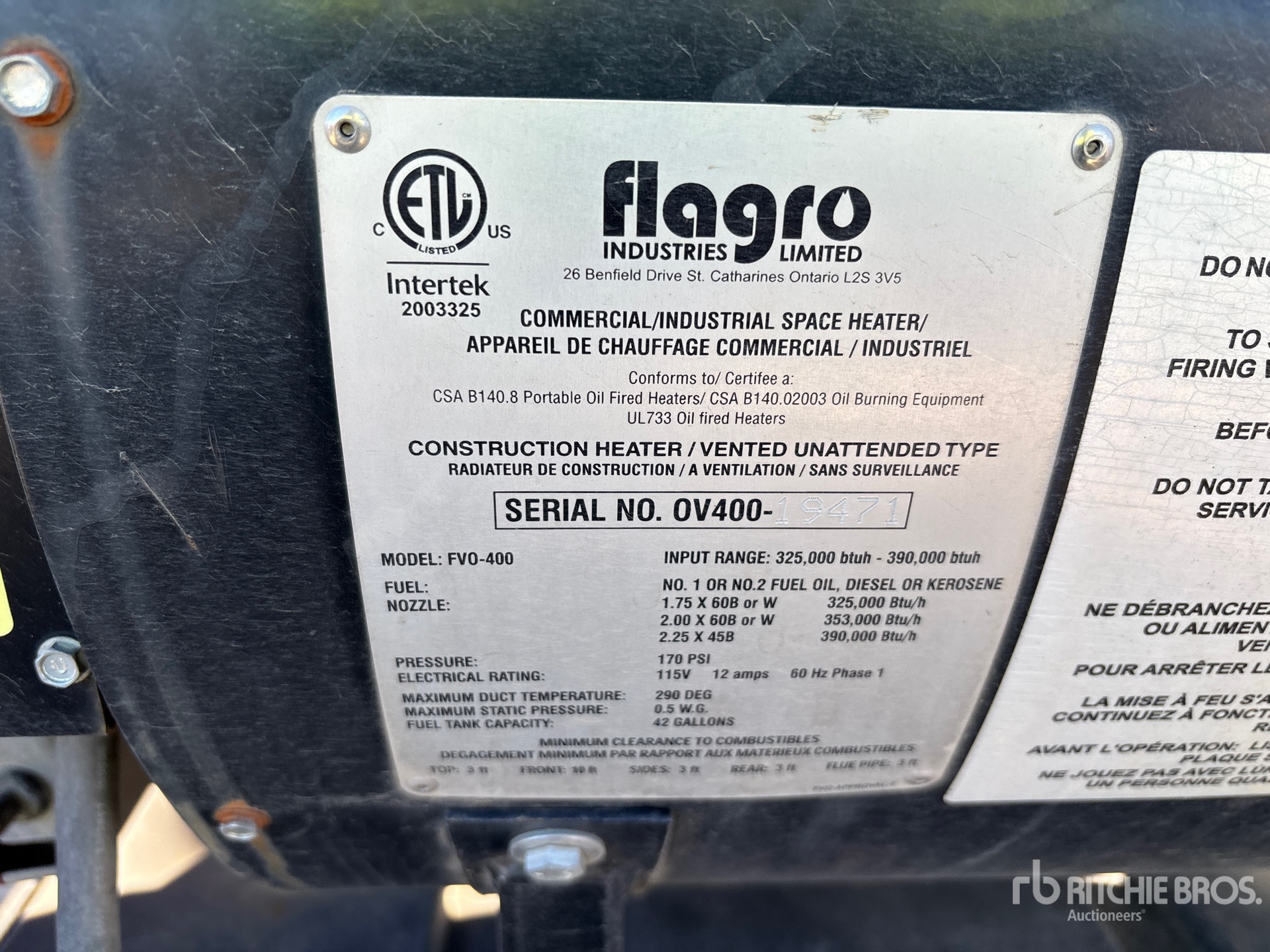 General Appearance with Serial Number / VIN