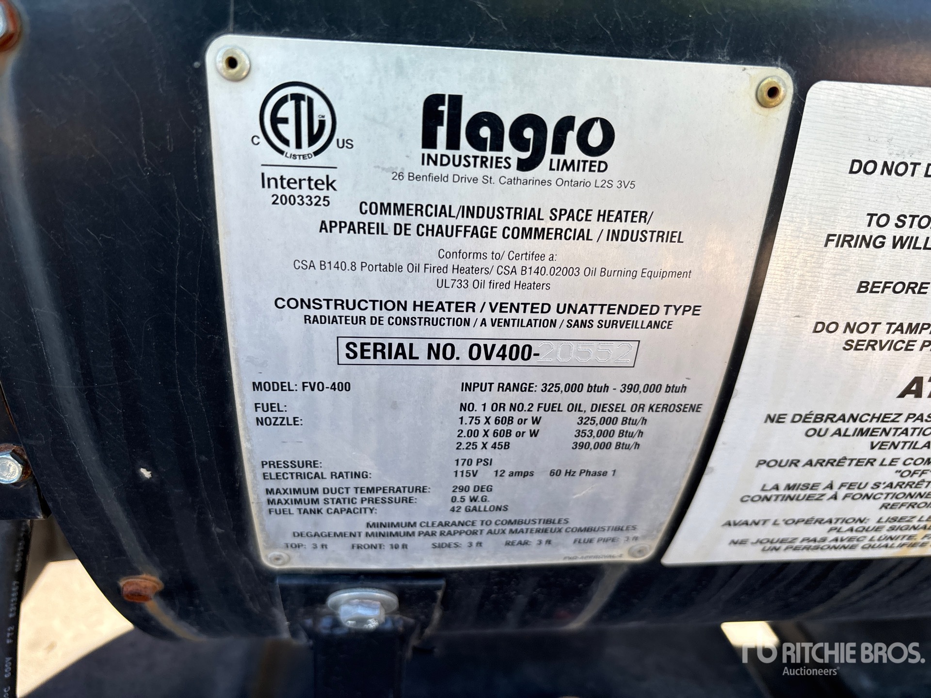 General Appearance with Serial Number / VIN