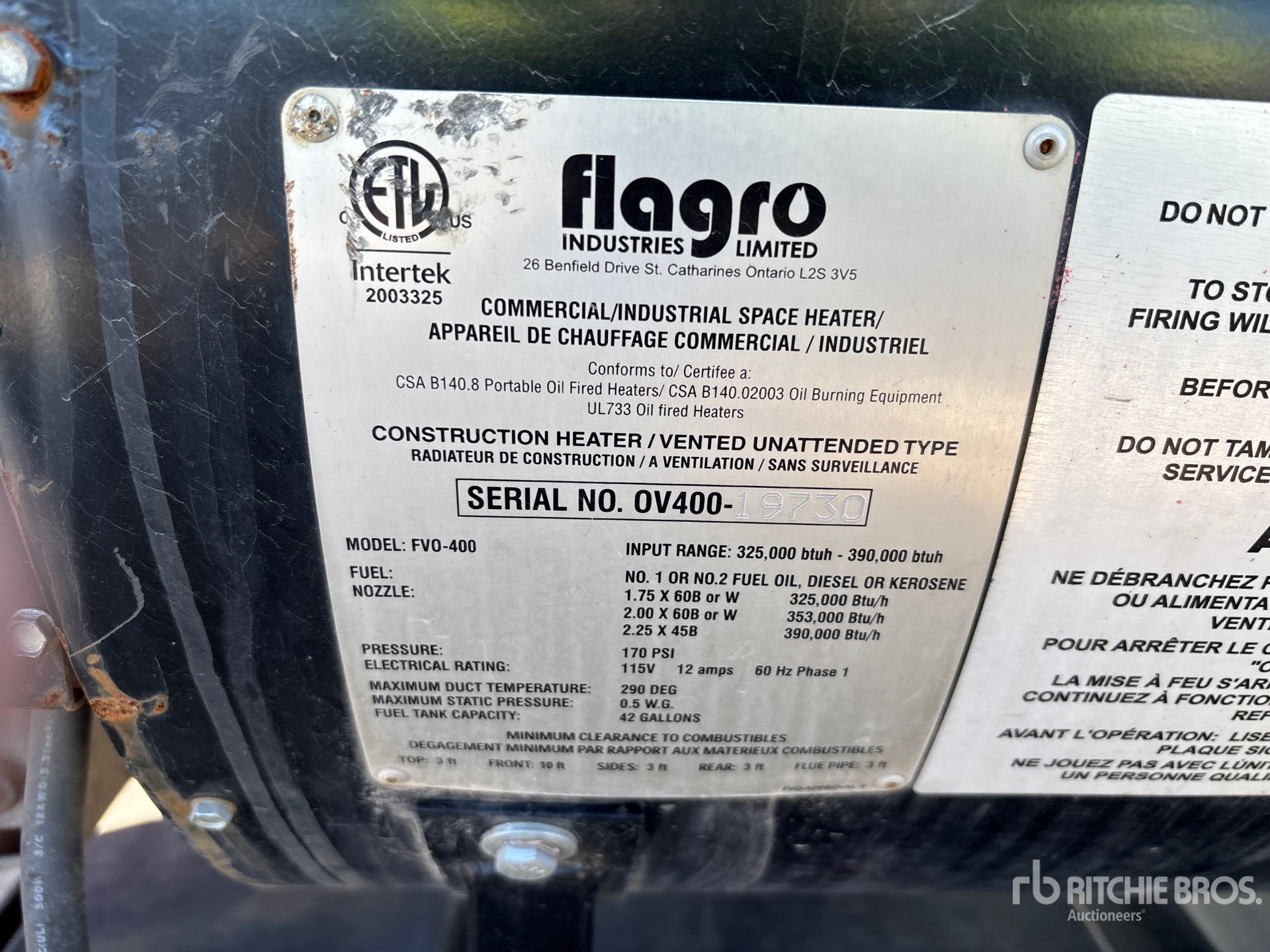 General Appearance with Serial Number / VIN