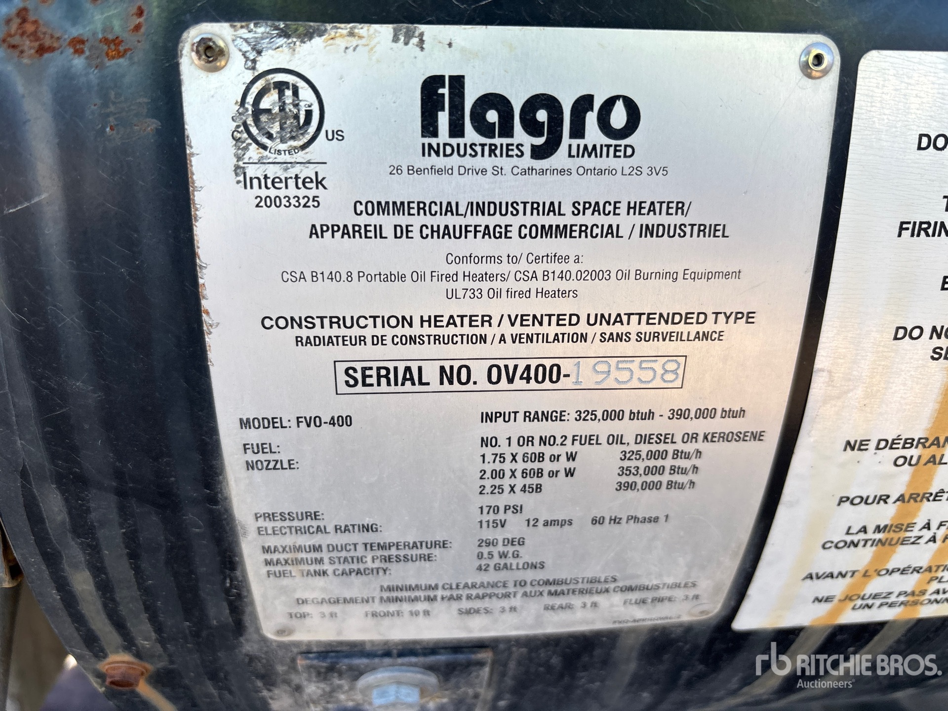 General Appearance with Serial Number / VIN