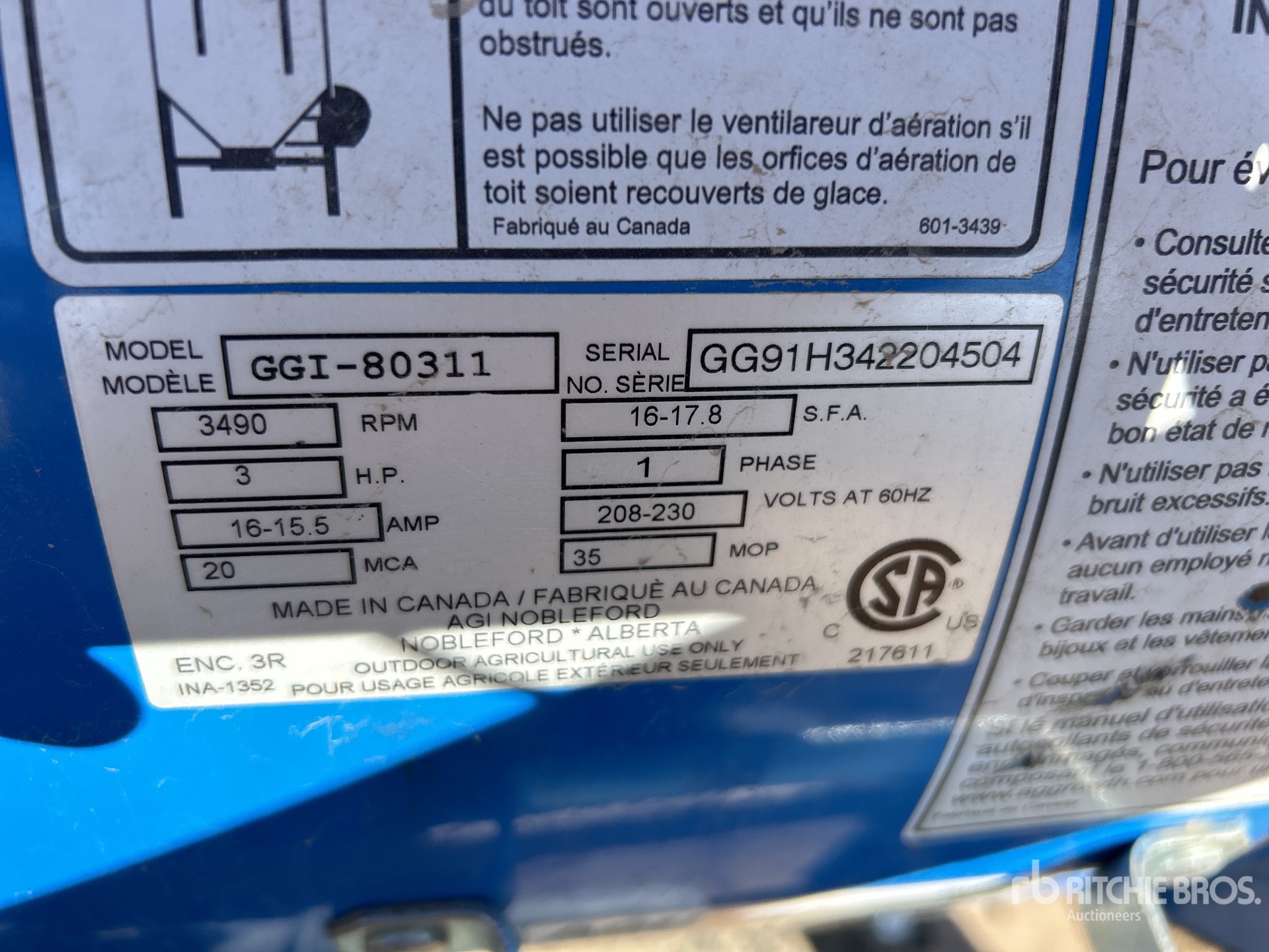 General Appearance with Serial Number / VIN