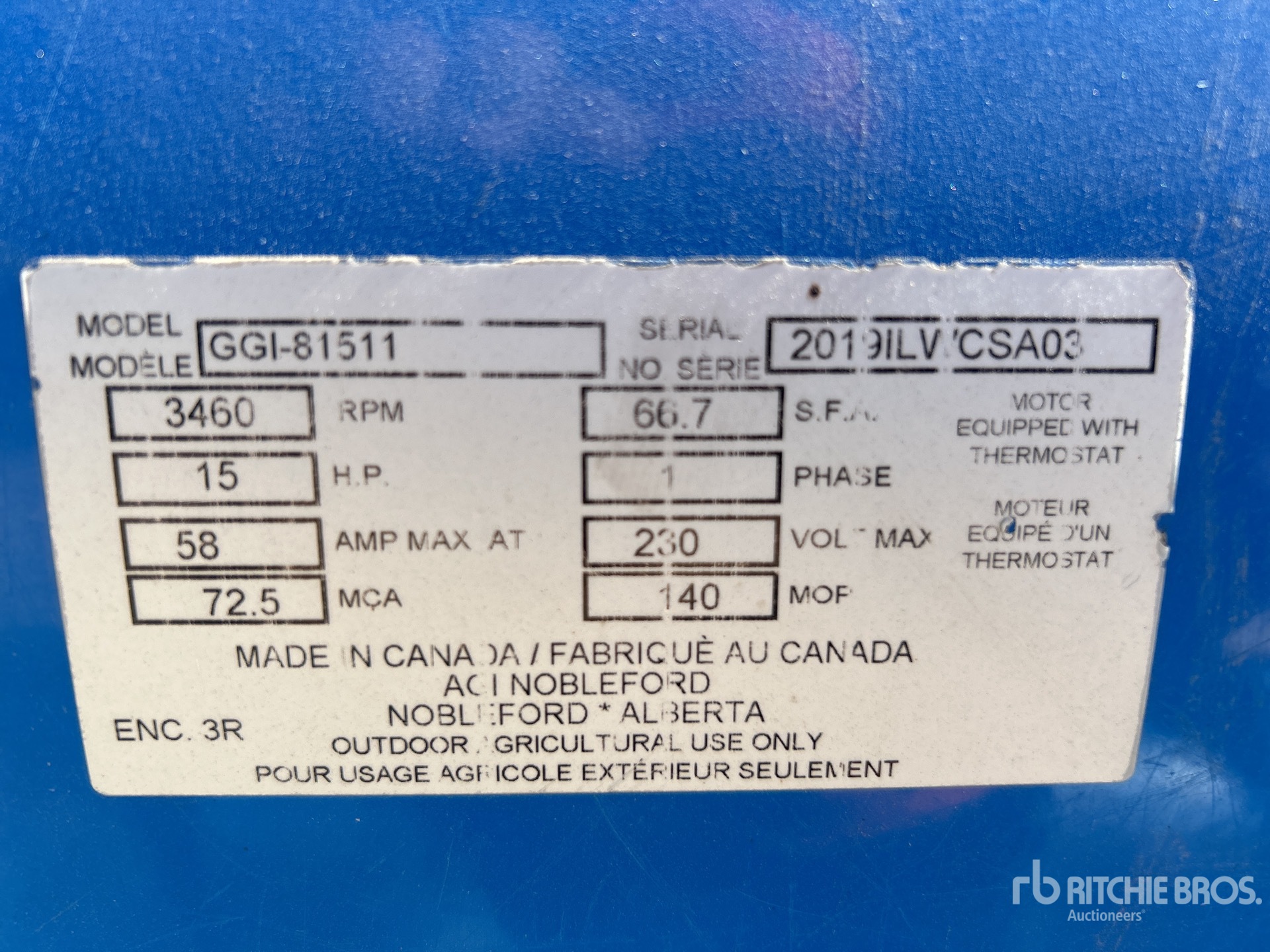 General Appearance with Serial Number / VIN