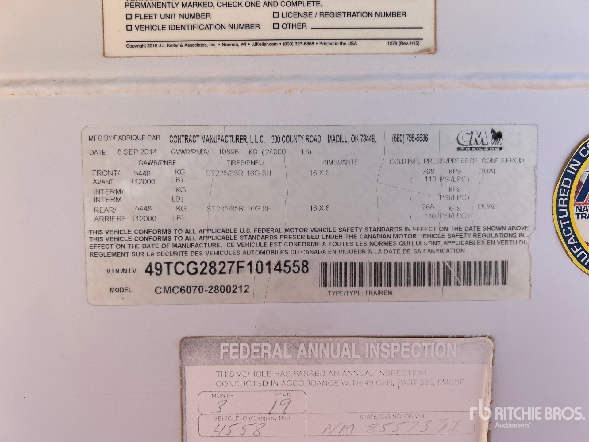 General Appearance with Serial Number / VIN