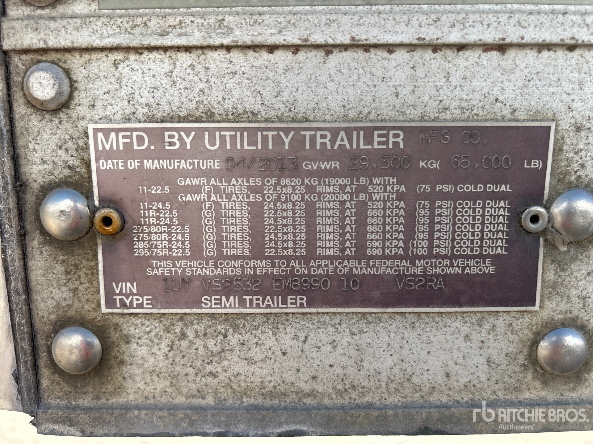 General Appearance with Serial Number / VIN