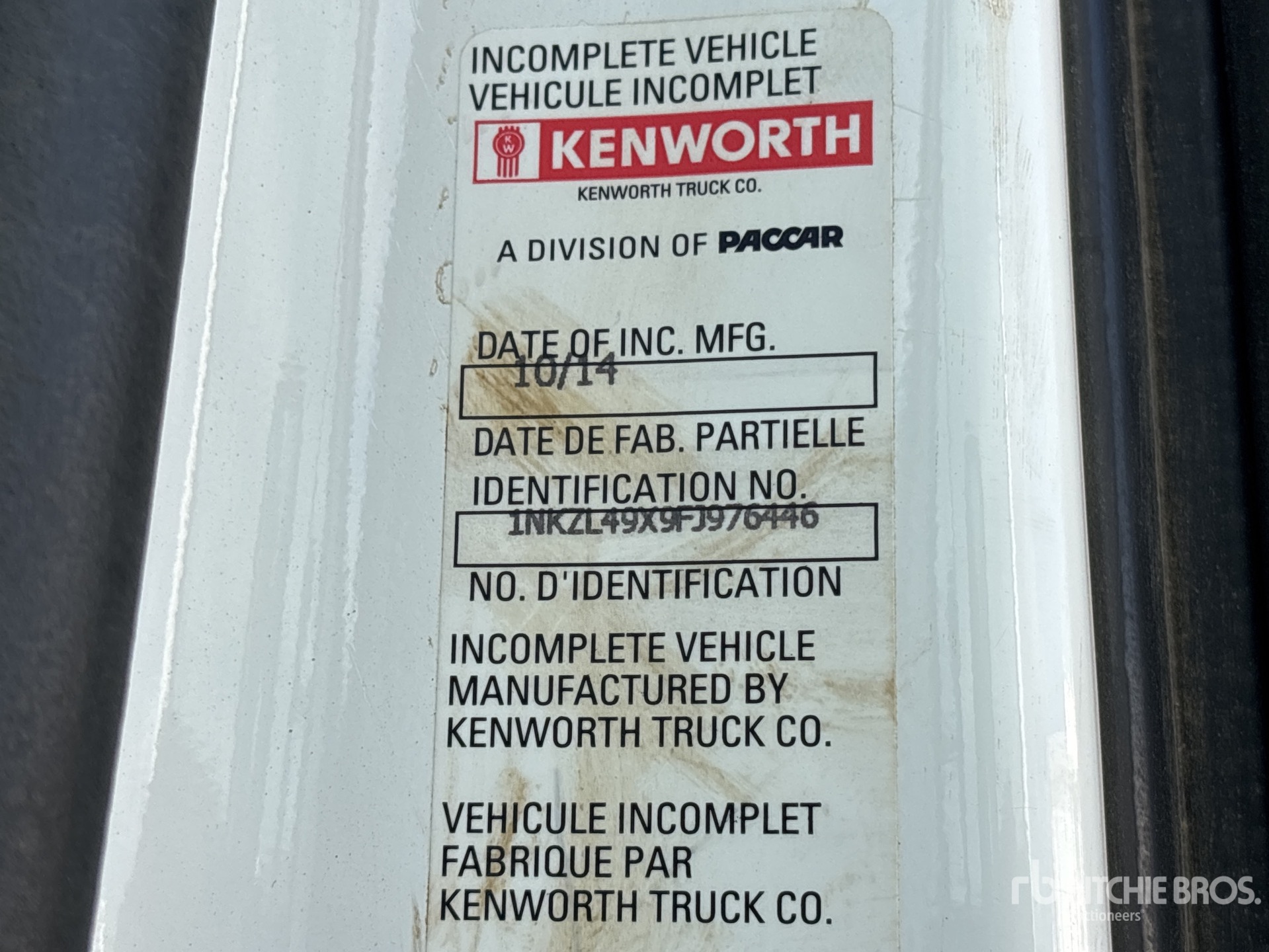 General Appearance with Serial Number / VIN
