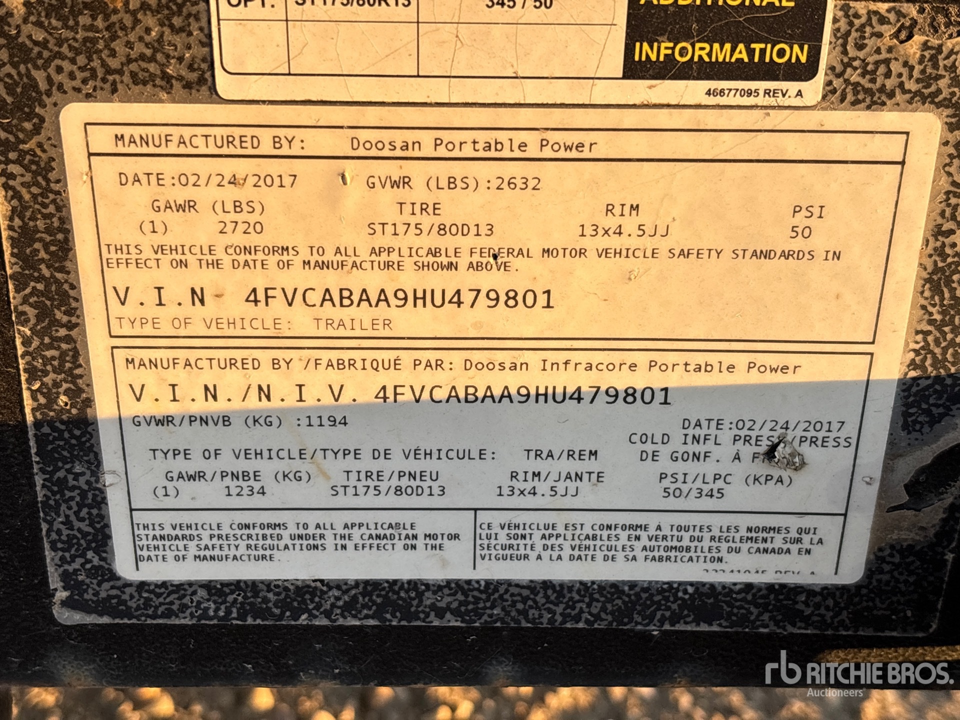 General Appearance with Serial Number / VIN