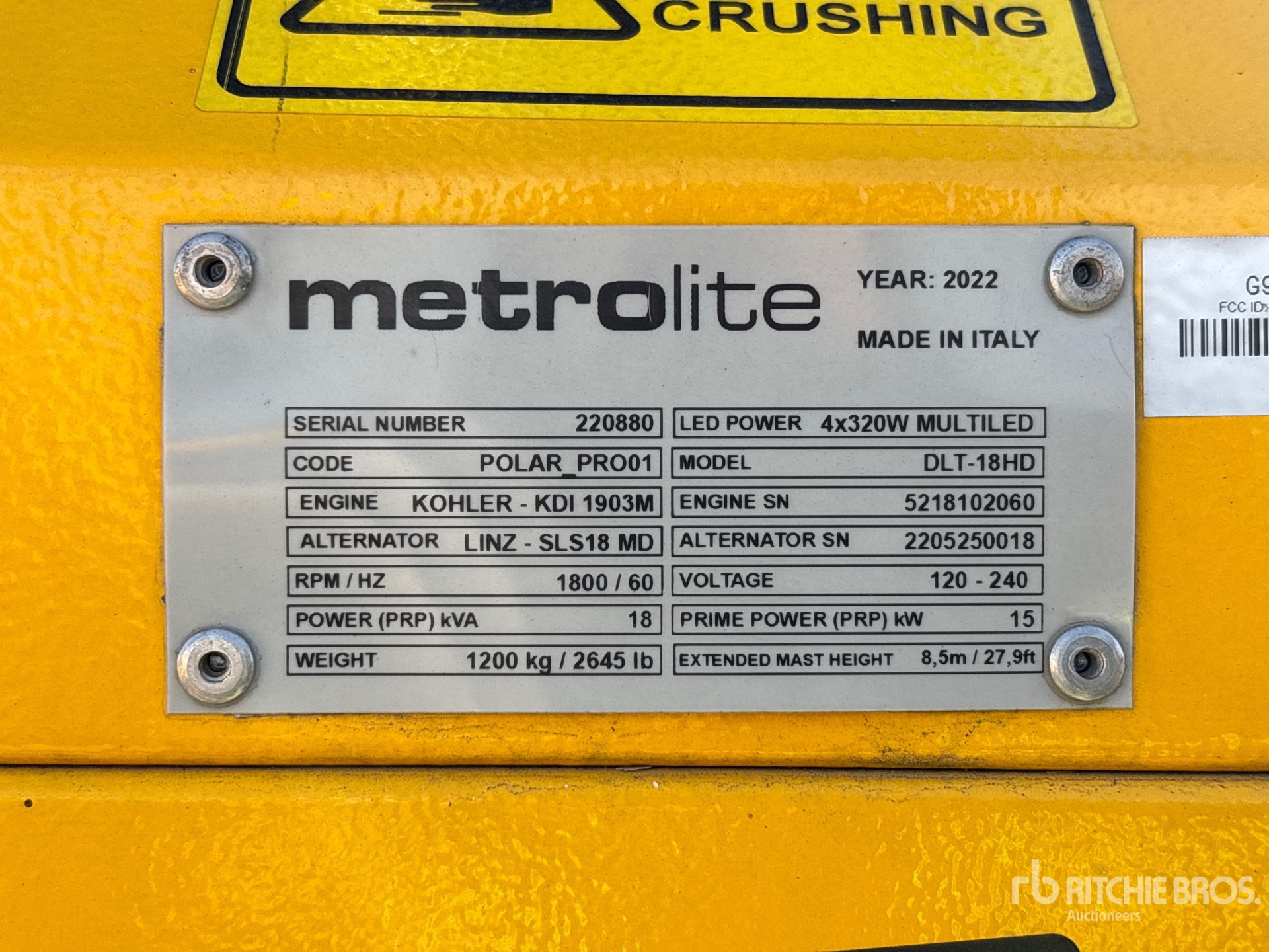 General Appearance with Unit Serial Number