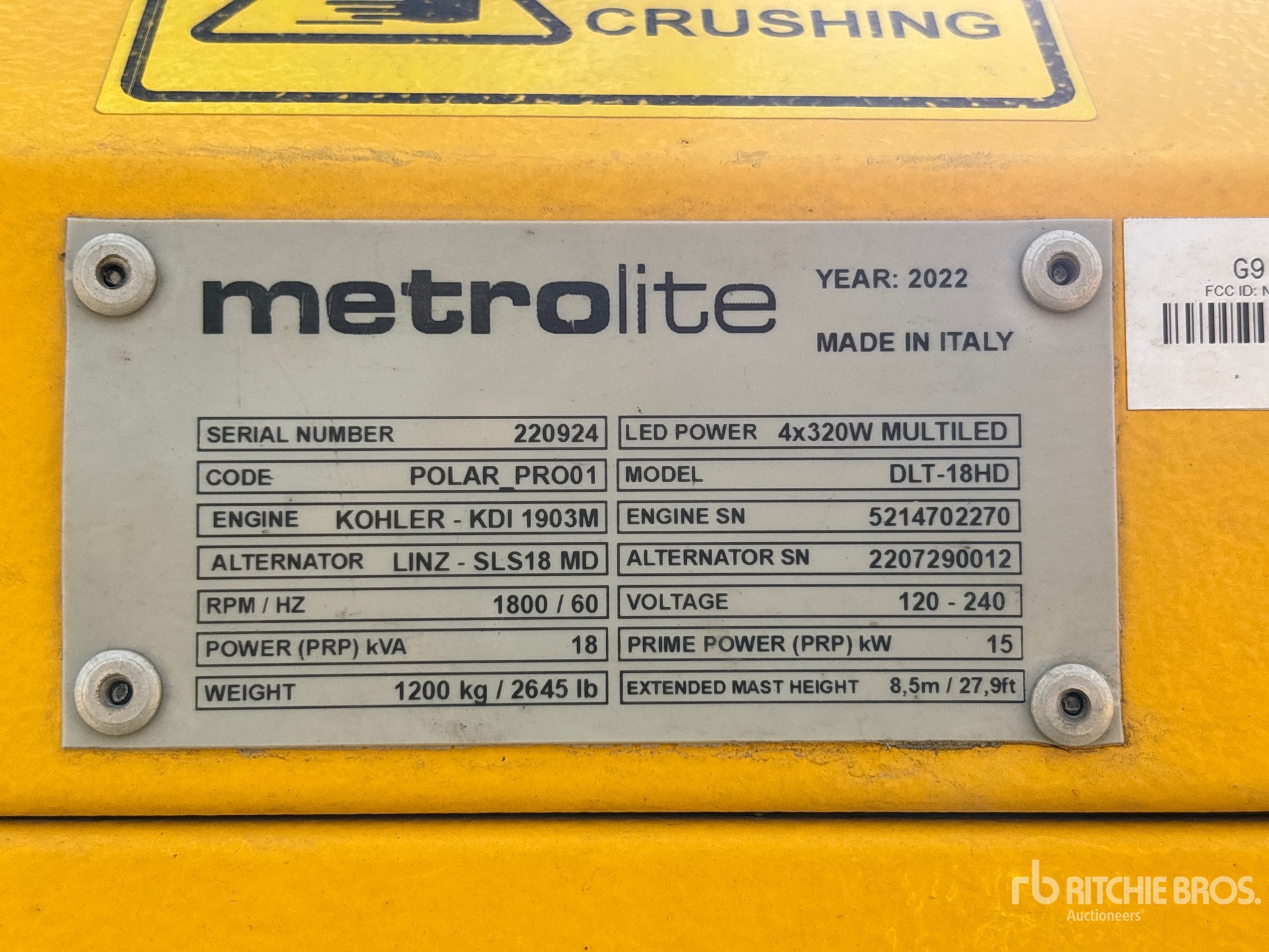 General Appearance with Unit Serial Number