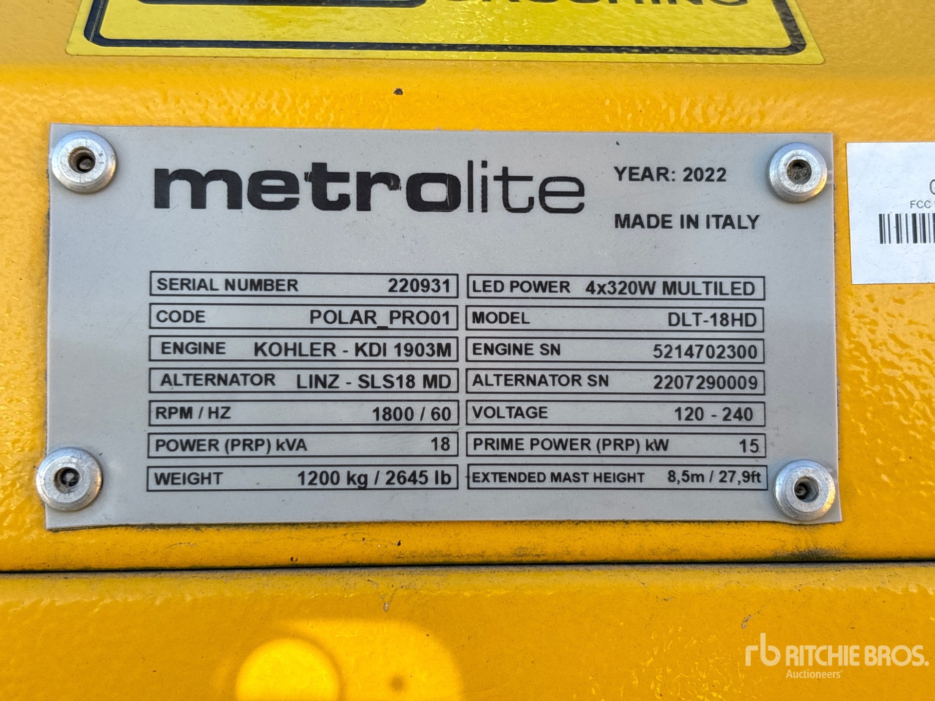 General Appearance with Unit Serial Number