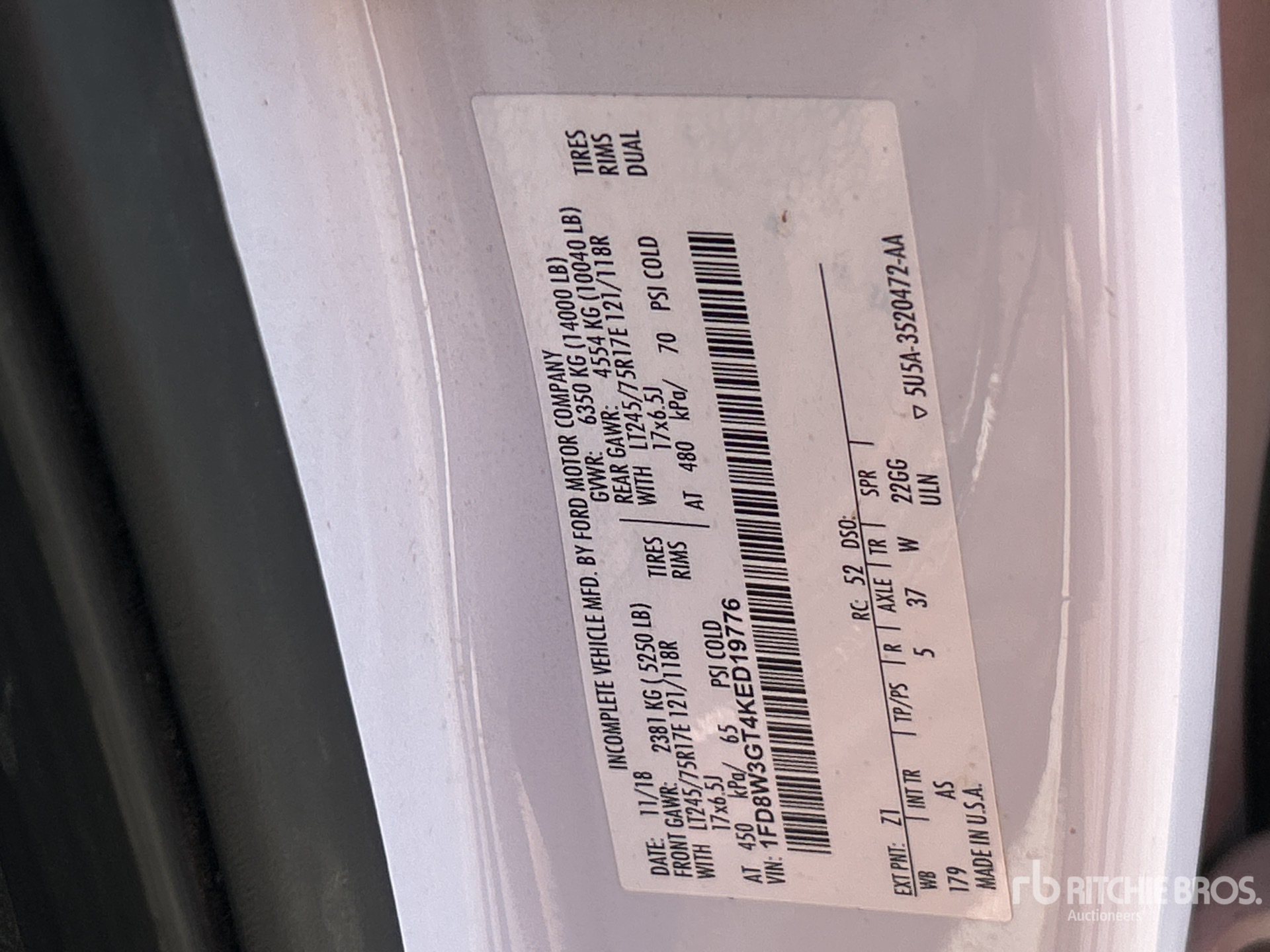 General Appearance with Serial Number / VIN