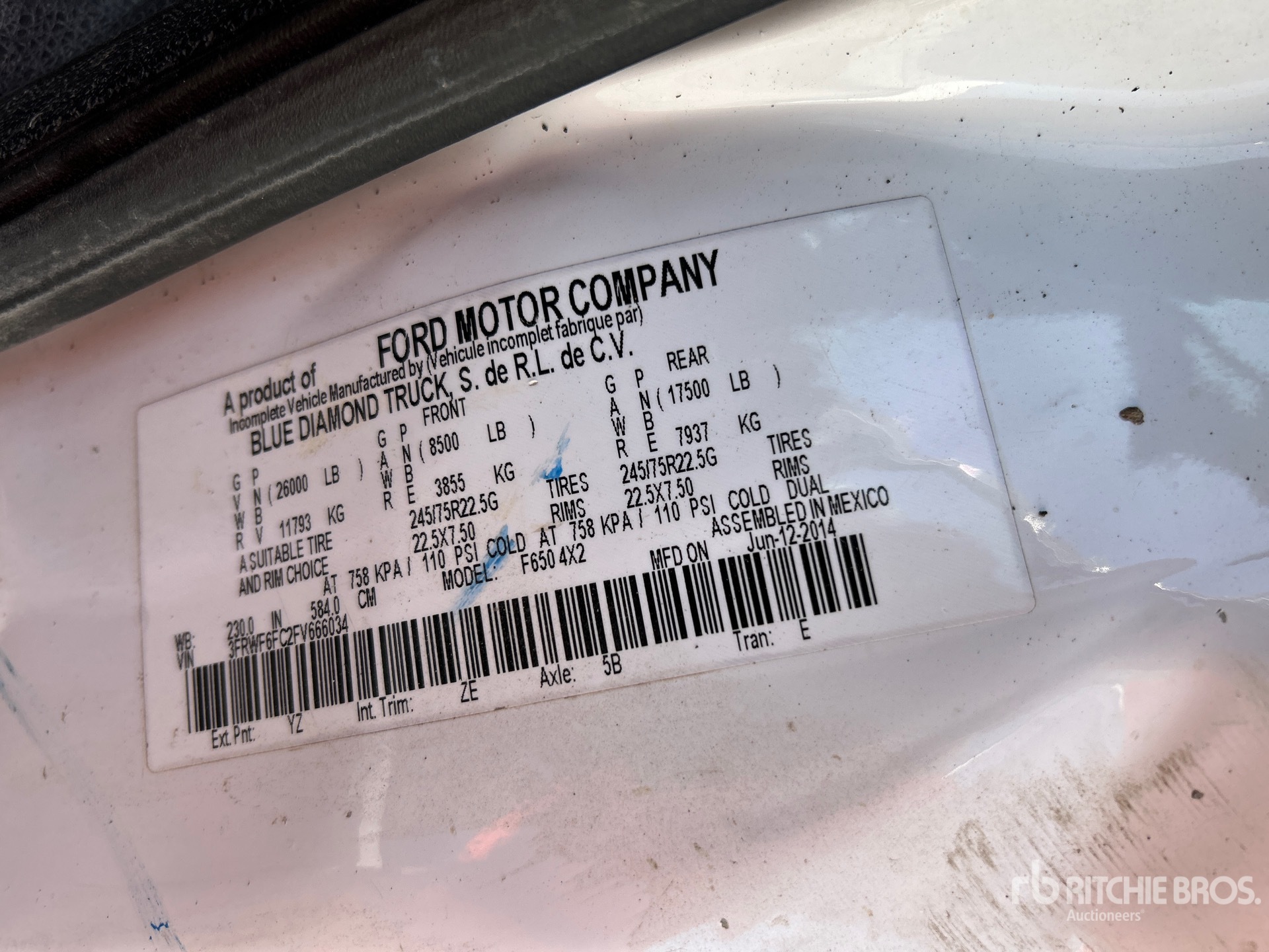 General Appearance with Serial Number / VIN