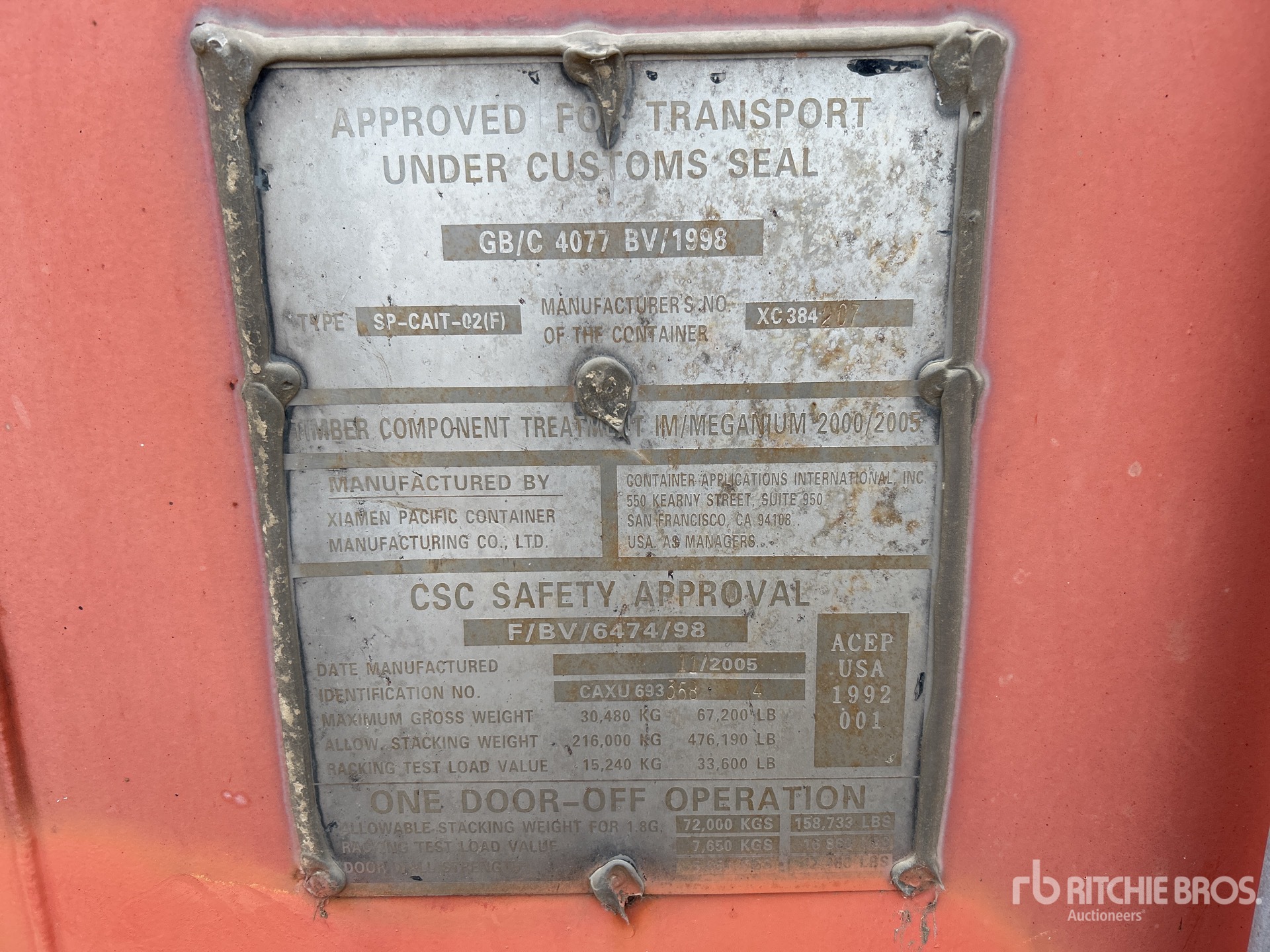 General Appearance with Serial Number / VIN