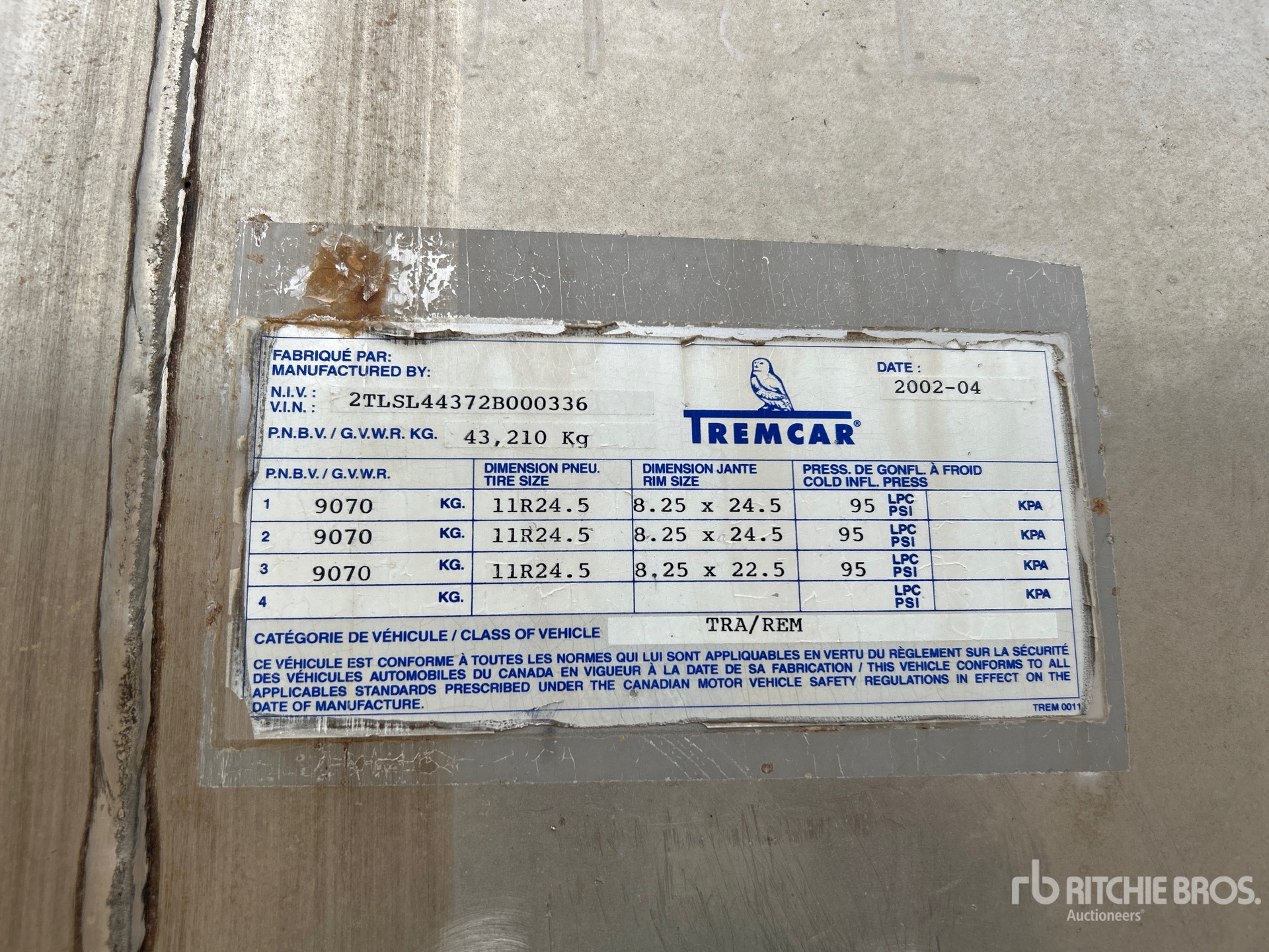 General Appearance with Serial Number / VIN