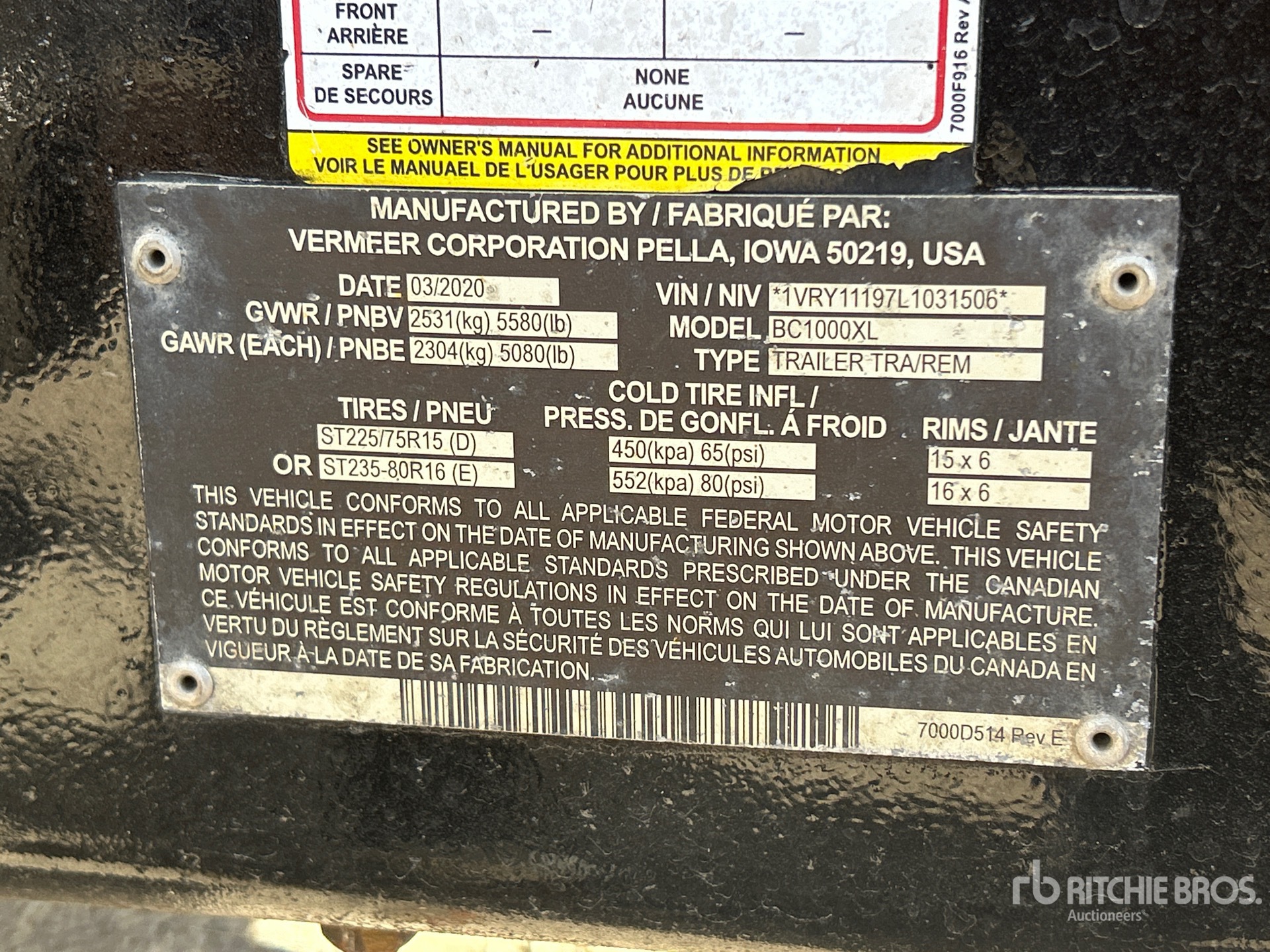 General Appearance with Serial Number / VIN