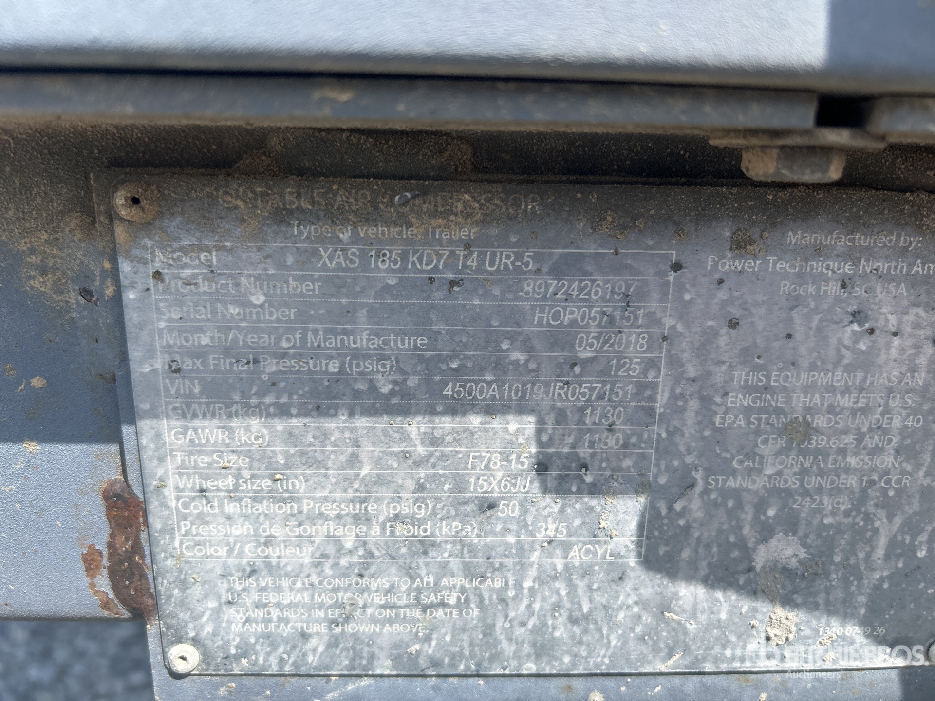 General Appearance with Serial Number / VIN