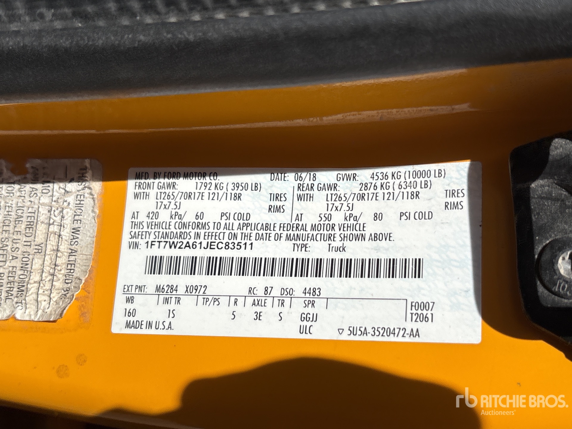 General Appearance with Serial Number / VIN