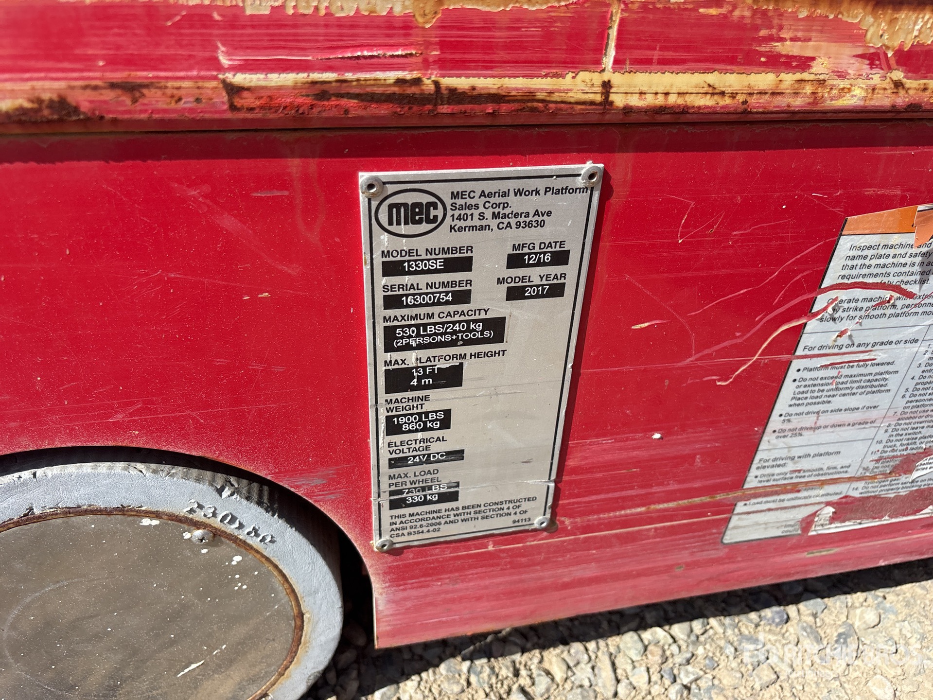 General Appearance with Serial Number / VIN
