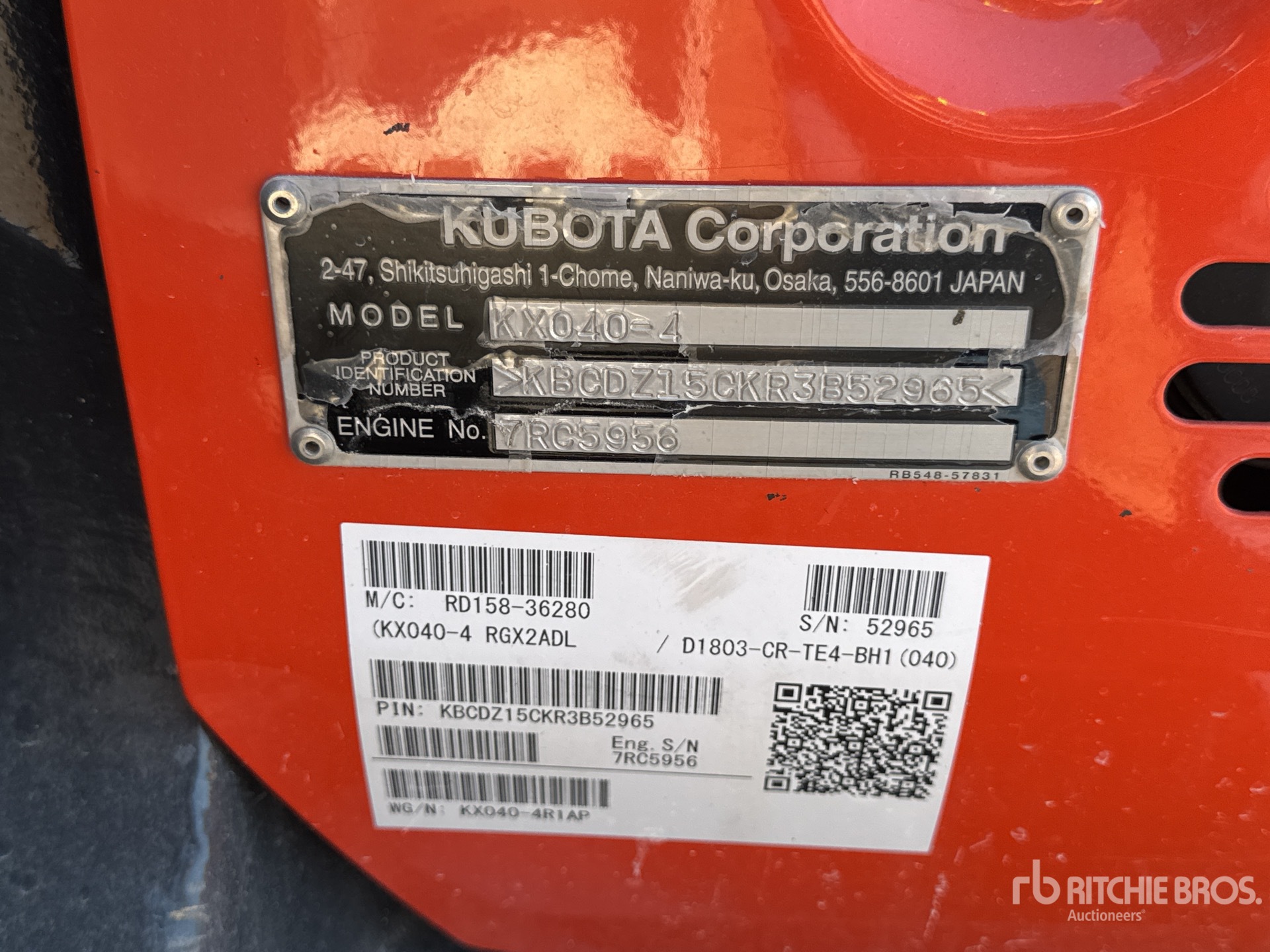 General Appearance with Serial Number / VIN