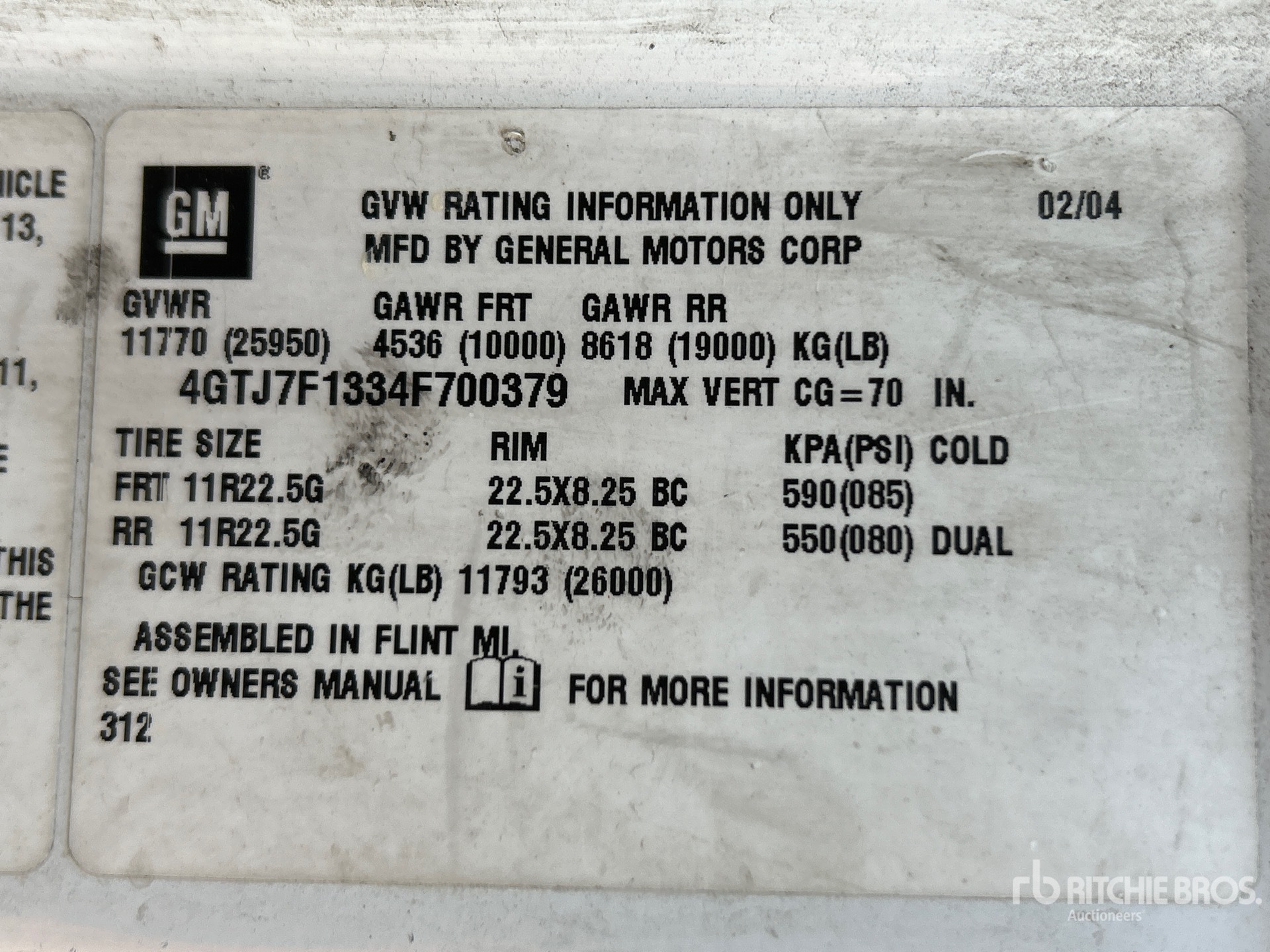 General Appearance with Serial Number / VIN