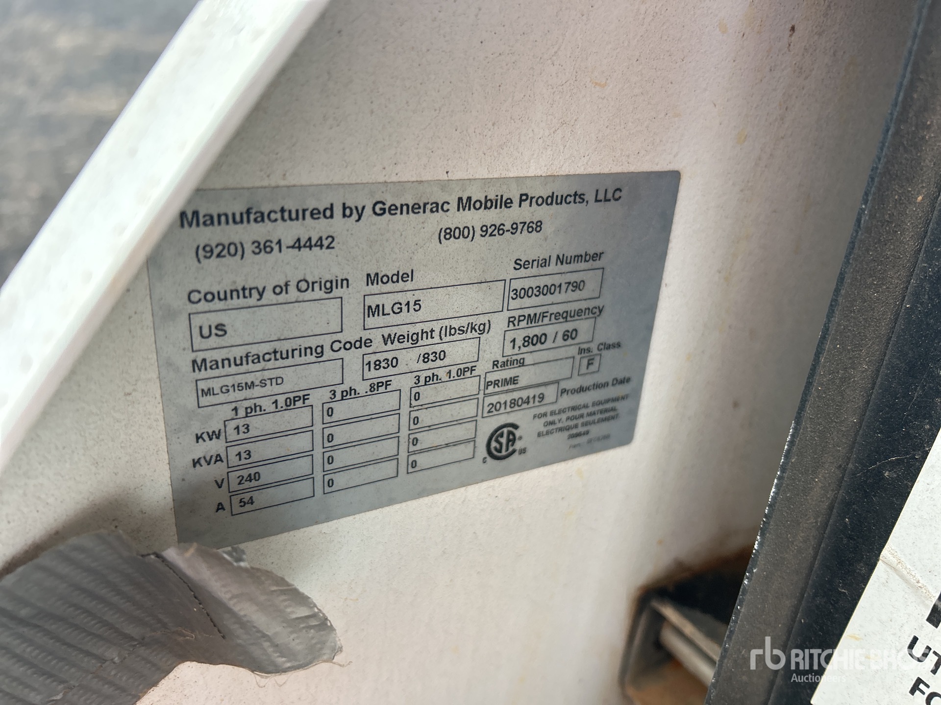 General Appearance with Unit Serial Number