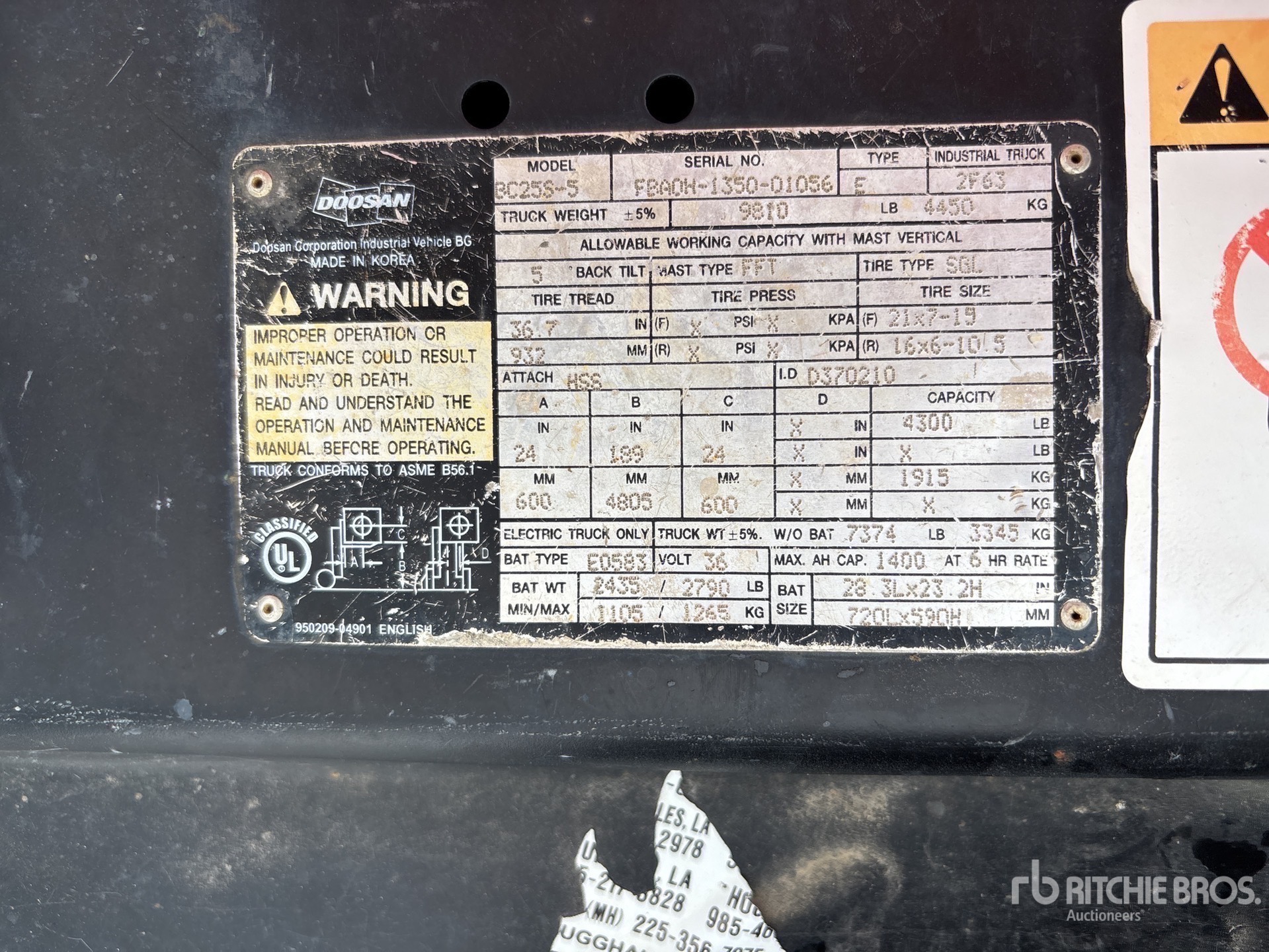 MONTACARGAS ELéCTRICO DOOSAN BC25S5
