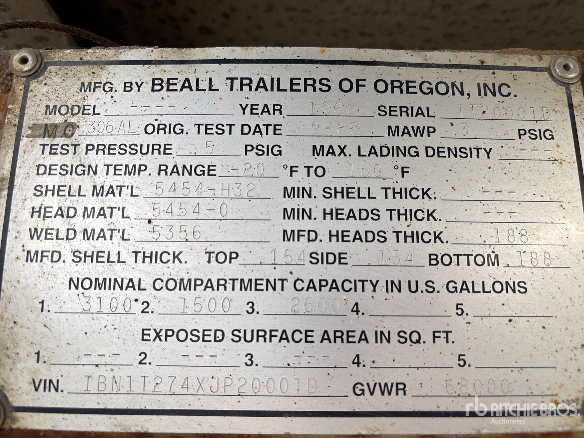 General Appearance with Serial Number / VIN