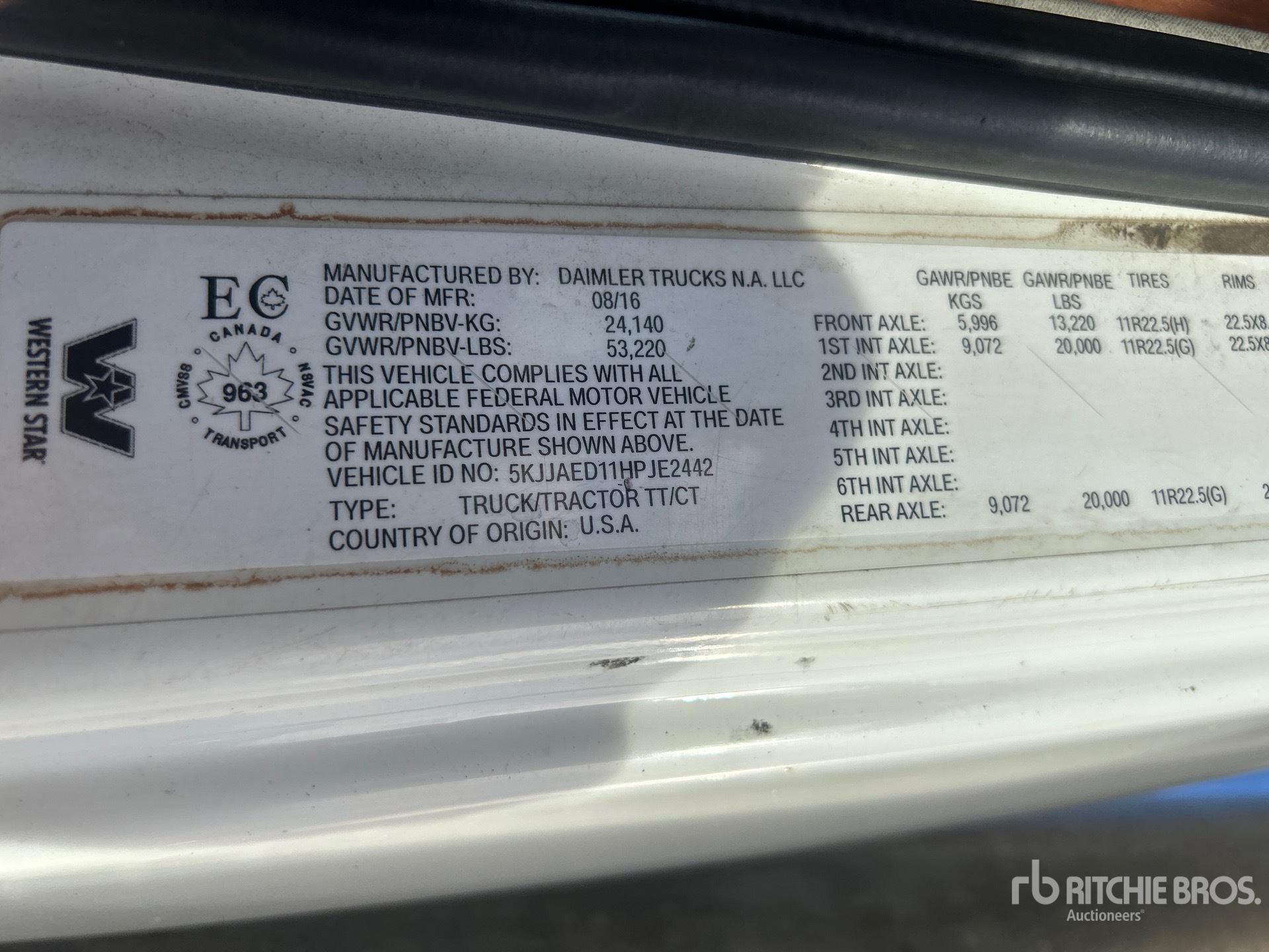 General Appearance with Serial Number / VIN