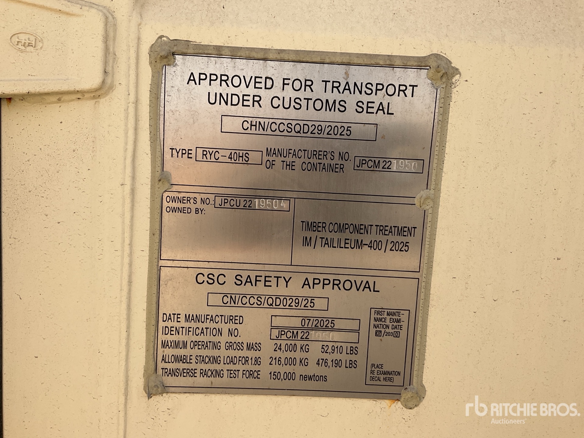 General Appearance with Serial Number / VIN