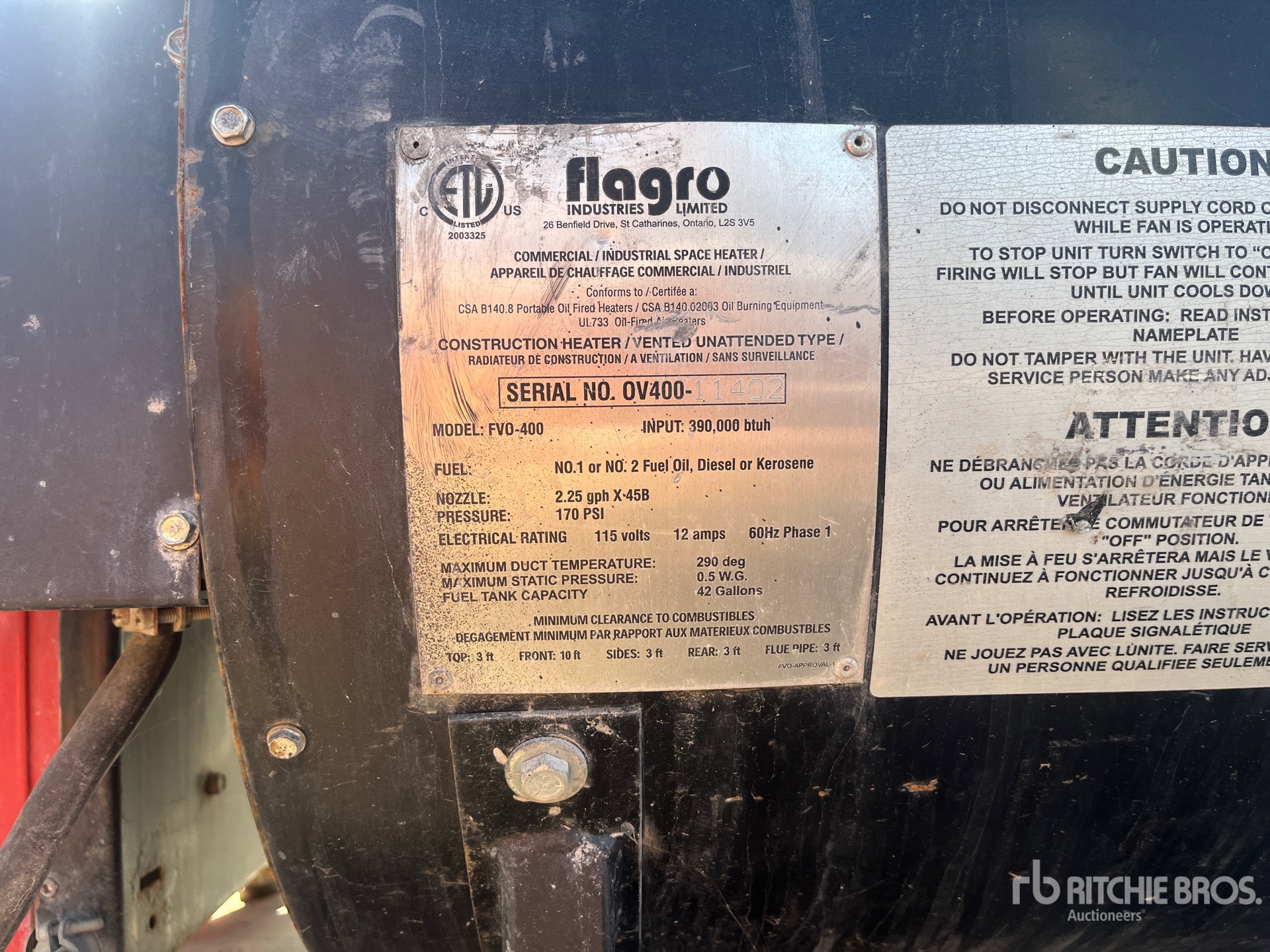 General Appearance with Serial Number / VIN